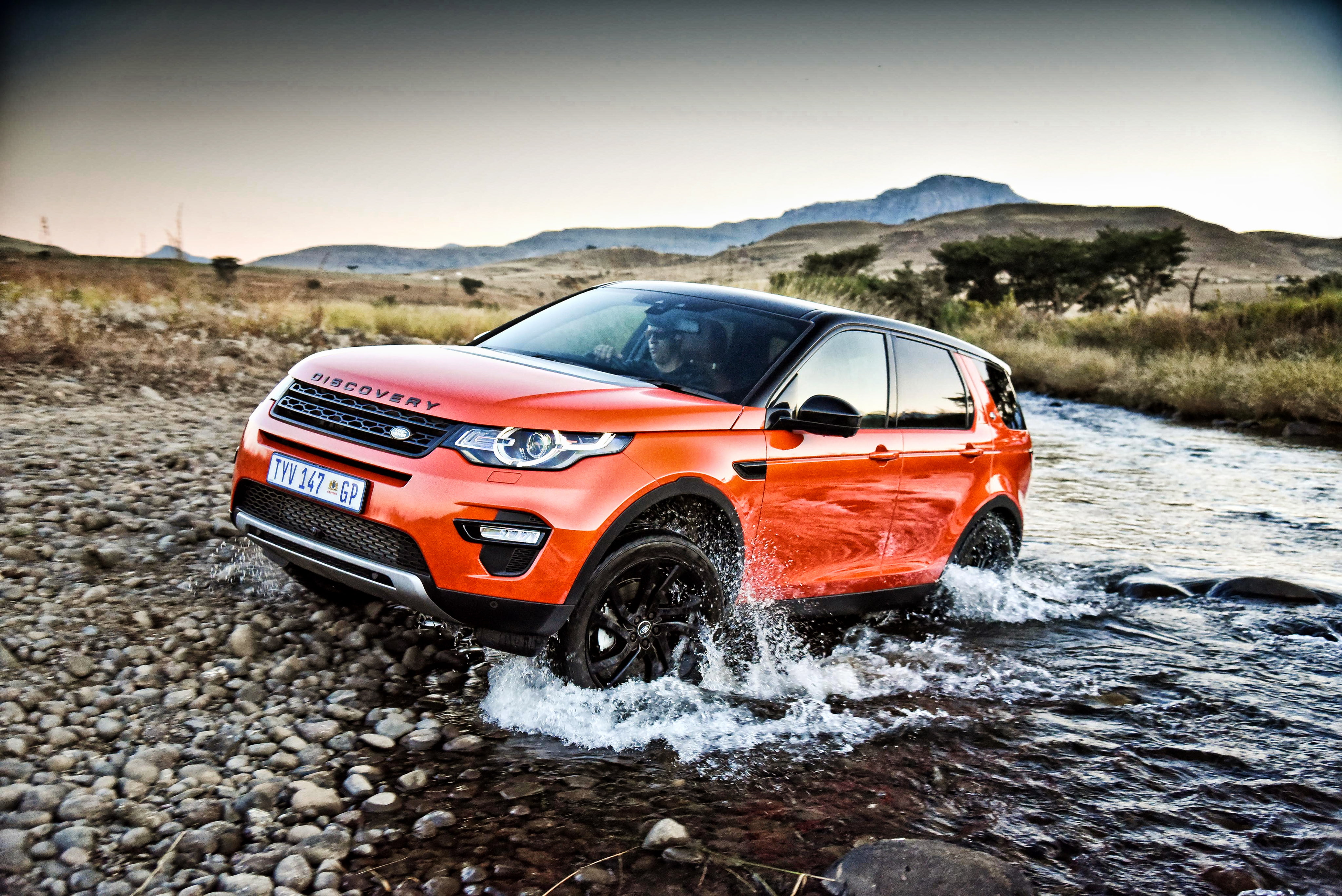 orange Range Rover SUV, Land Rover, Discovery, Sport, 2015, HSE