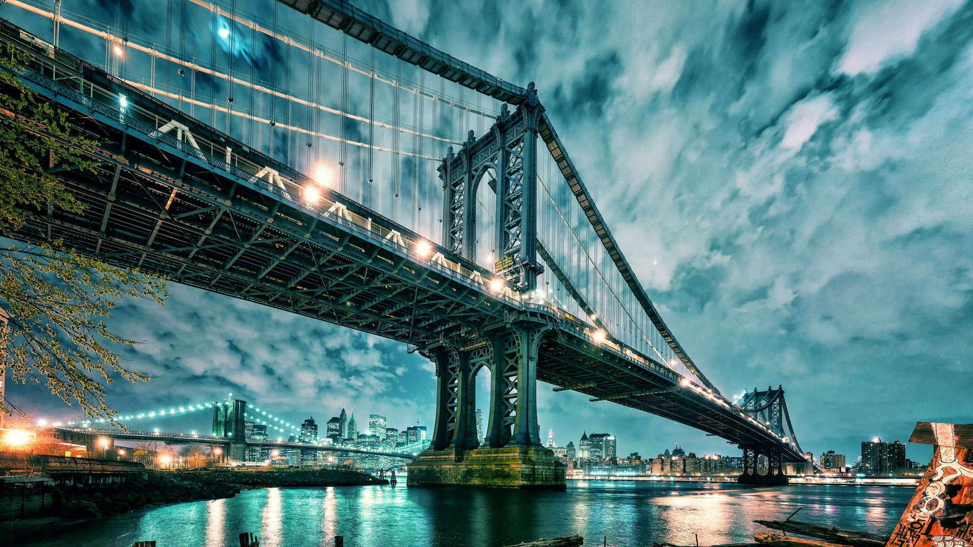 Manhattan, Manhattan Bridge, architecture, USA, New York City