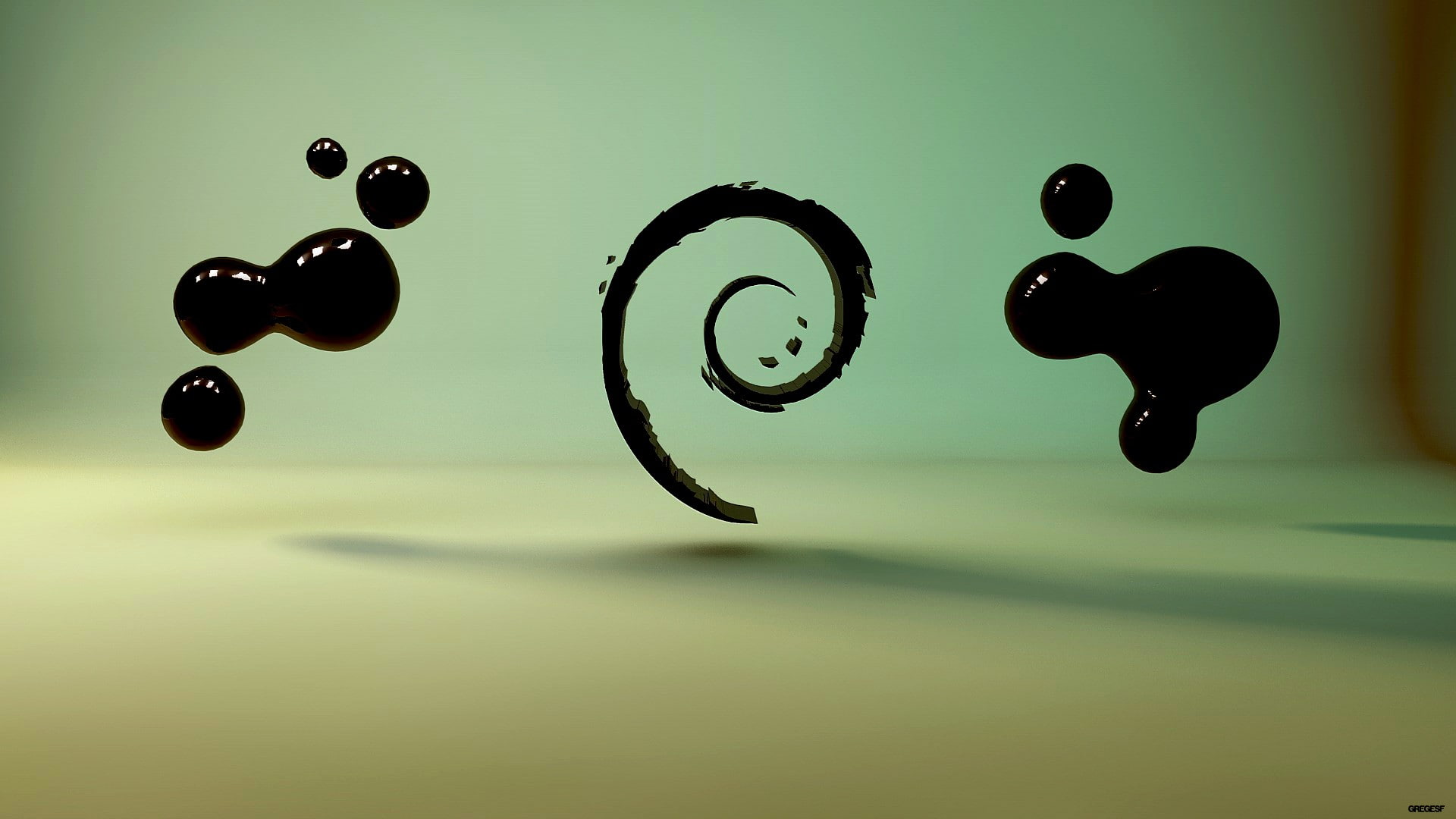 Linux, operating system, Unix, Debian, render, black, minimalism
