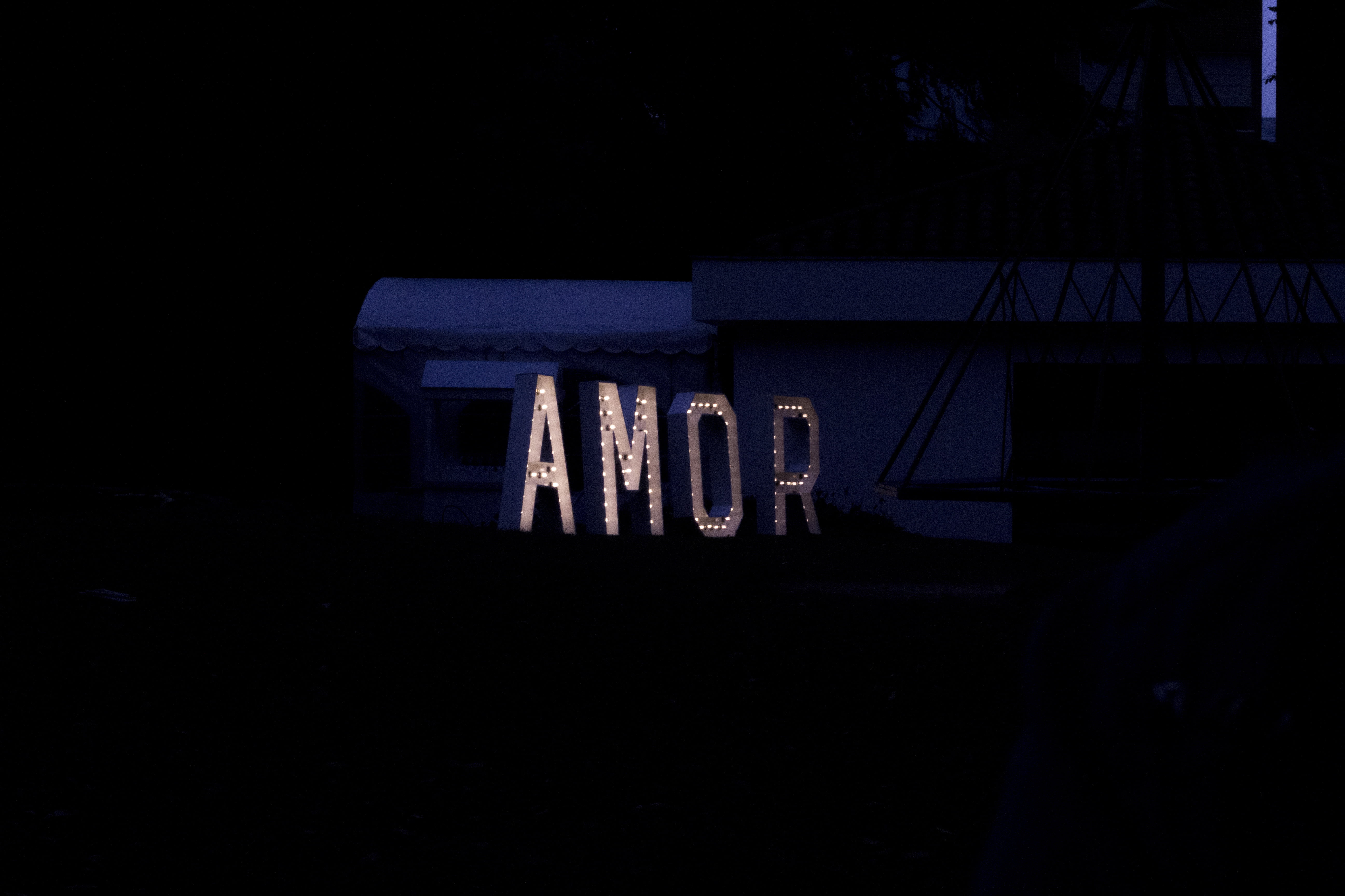 Amor signage, love, letters, night, dark, neon Light, illuminated