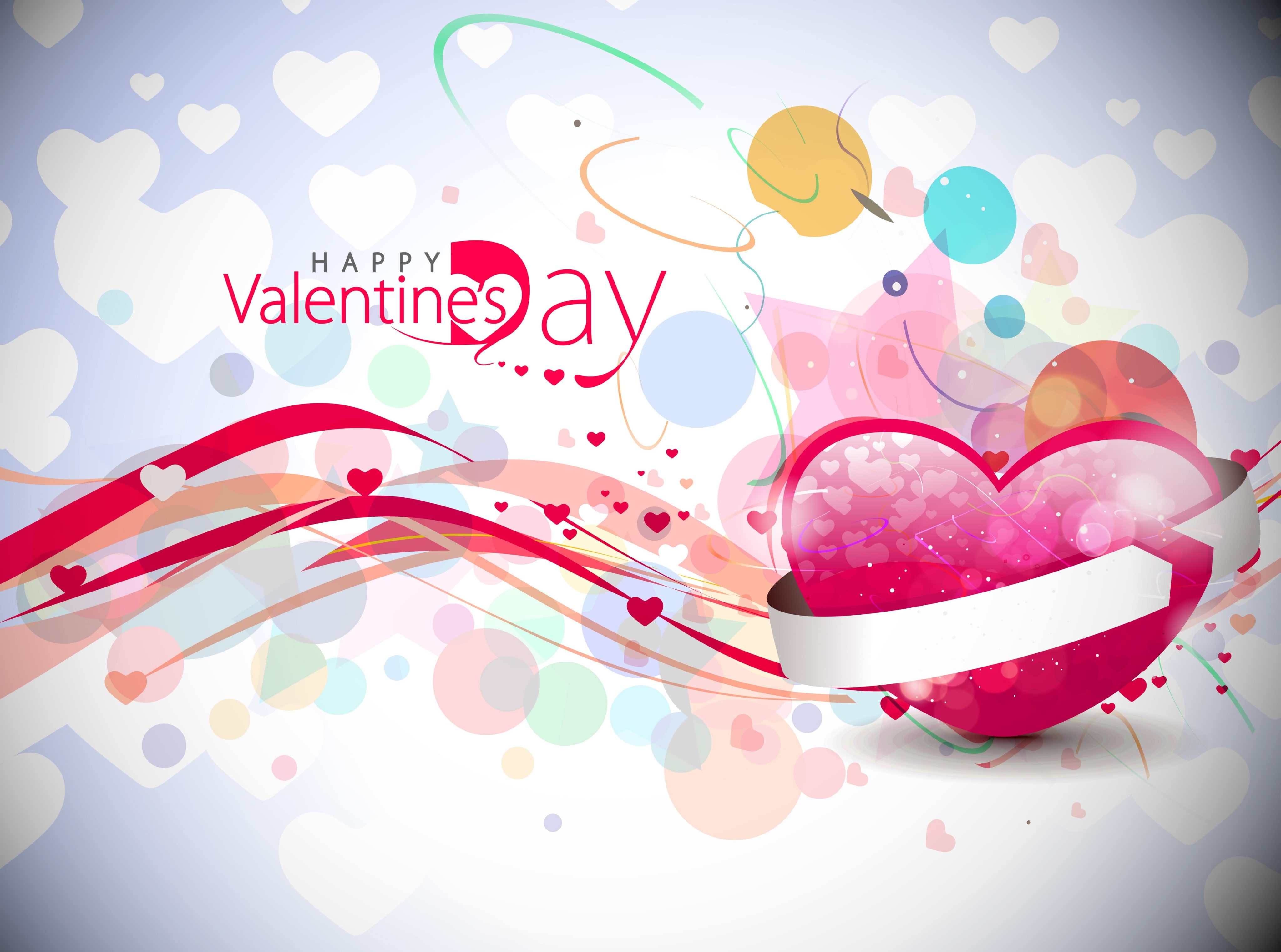 Valentines Day Background, pink and white Happy Valentines Day digital wallpaper