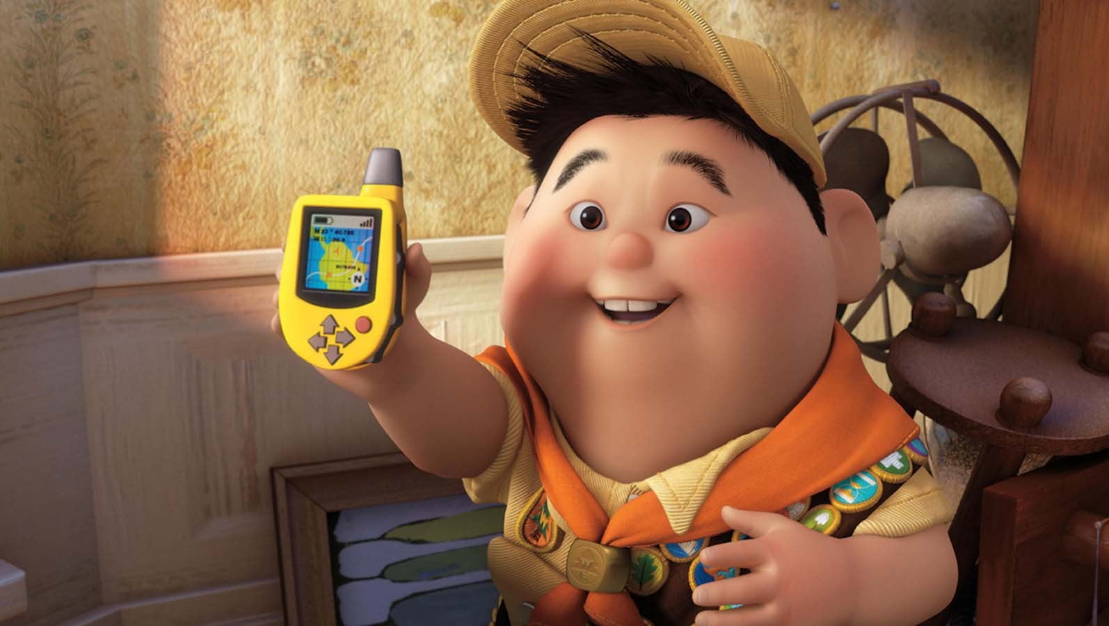 Russel of Up movie, Up (movie), movies, scouts, smiling, childhood