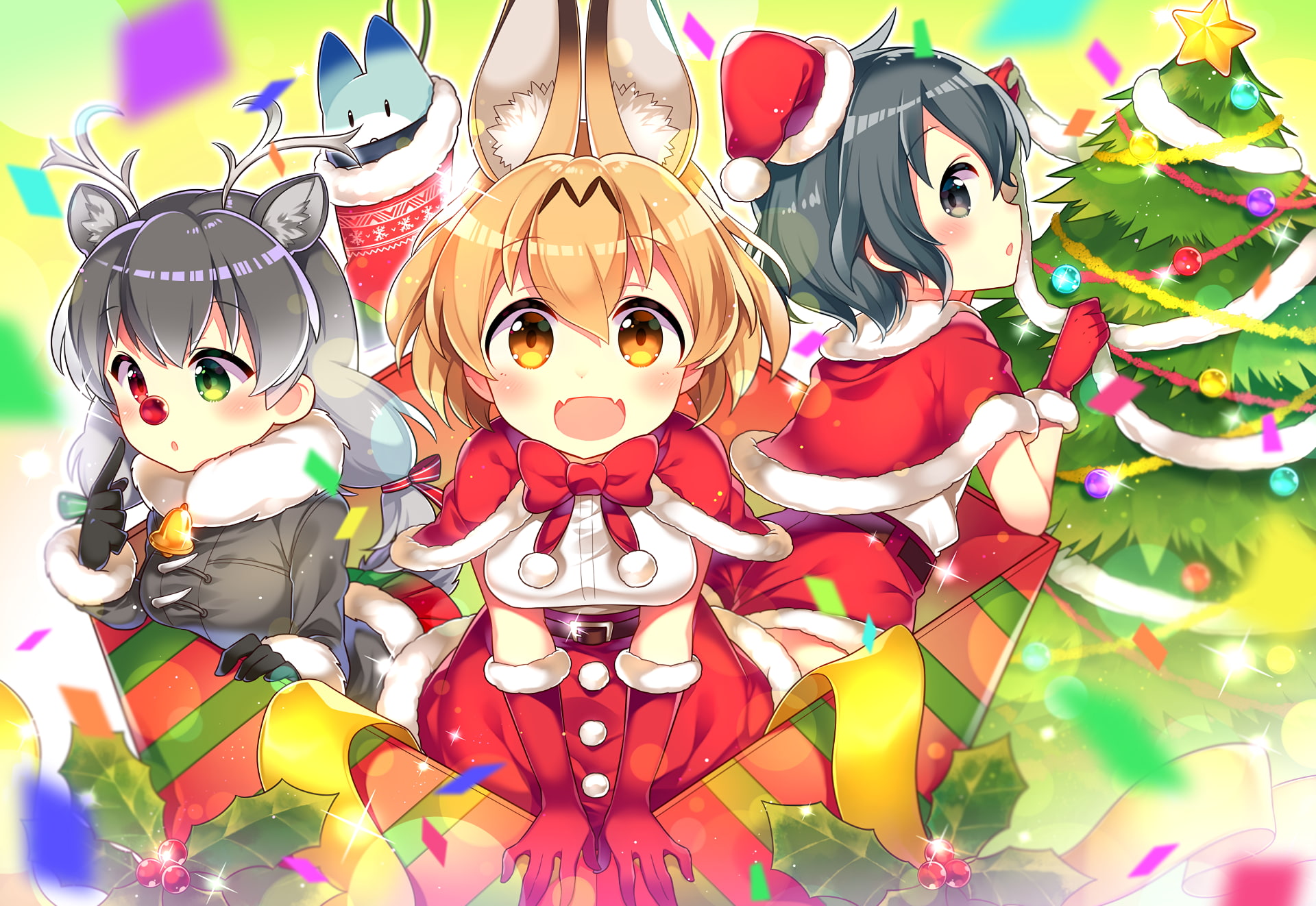 Anime, Kemono Friends, Christmas, Heterochromia, Kaban (Kemono Friends)