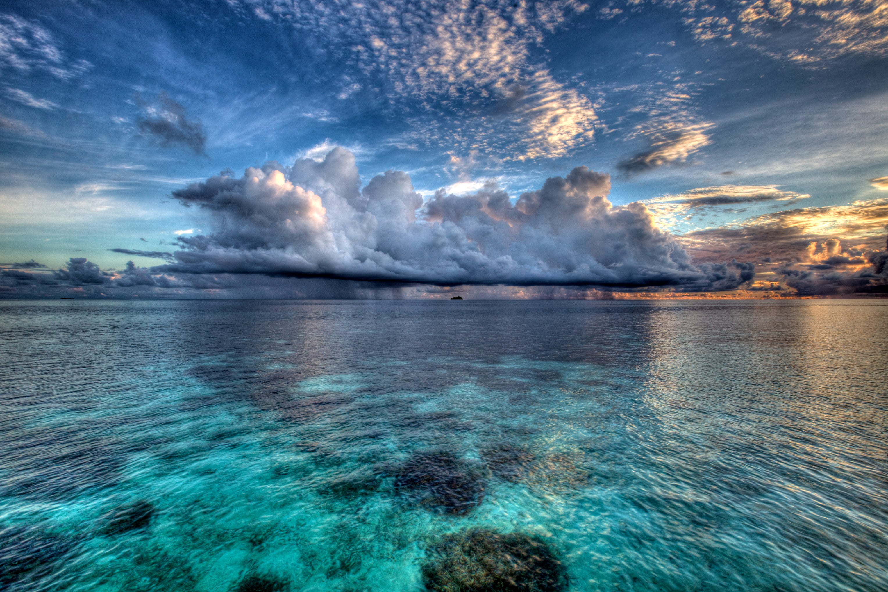 photo of a sea, maldives, maldives, hdr, sun, sunset, water, Retreat