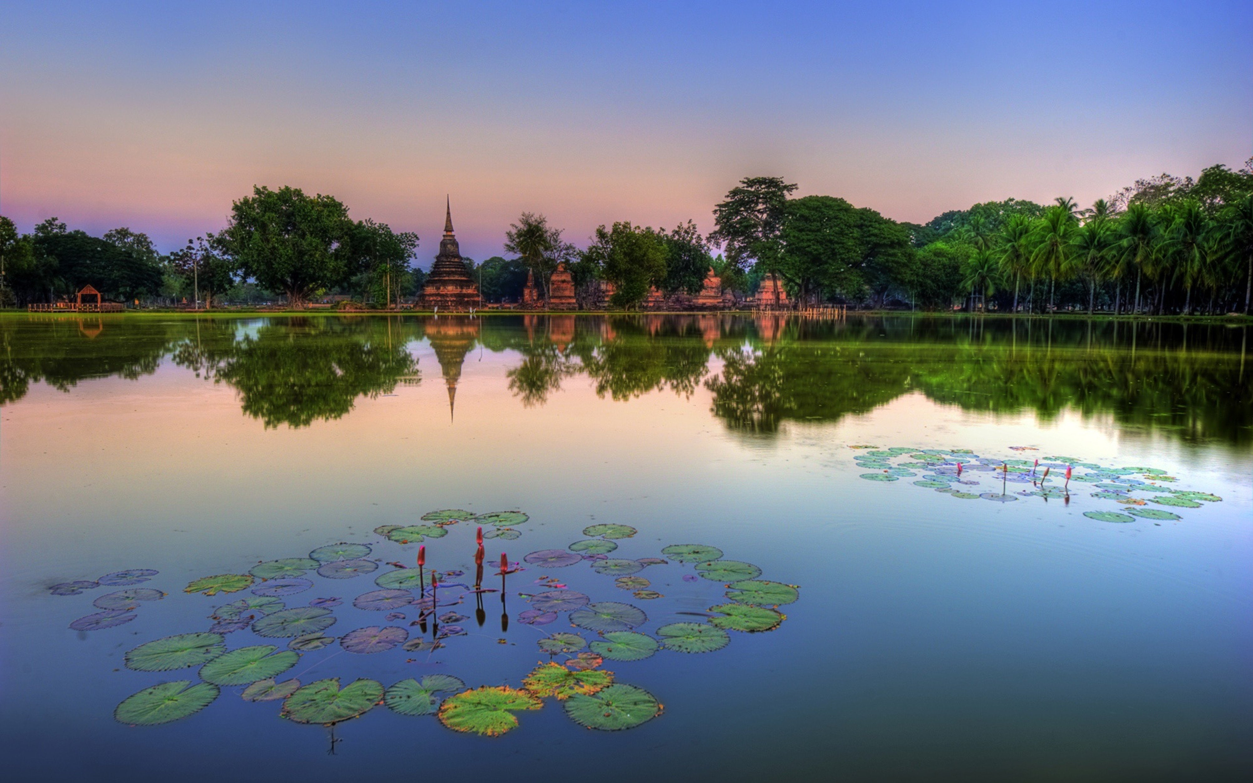 4000x2500, historical, lake, park, sukhothai, thailand