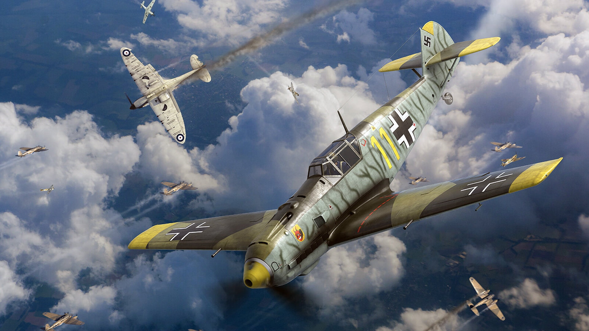 Supermarine Spitfire, Battle of Britain, Luftwaffe, Messerschmitt Bf.109