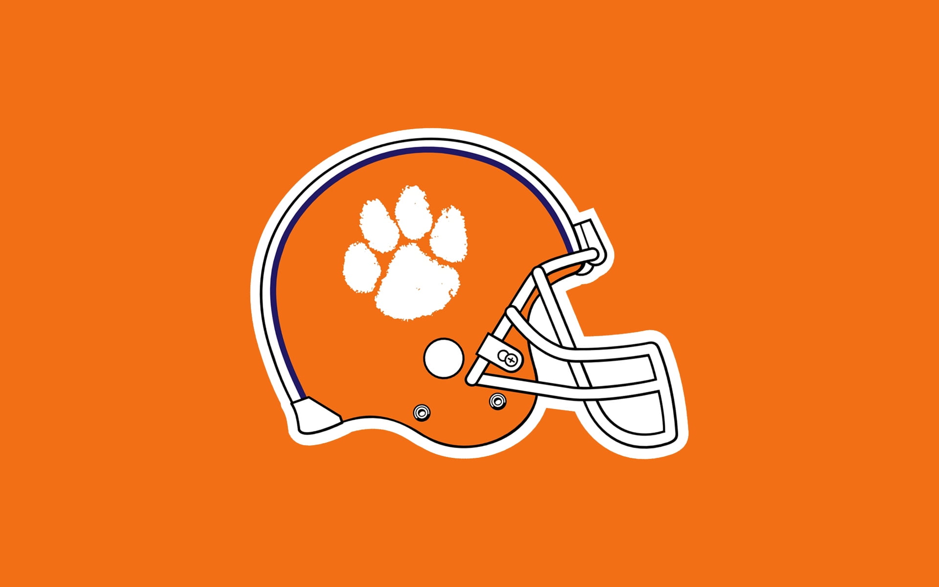 orange dog paw print football helmet, clemson tigers, logo, illustration