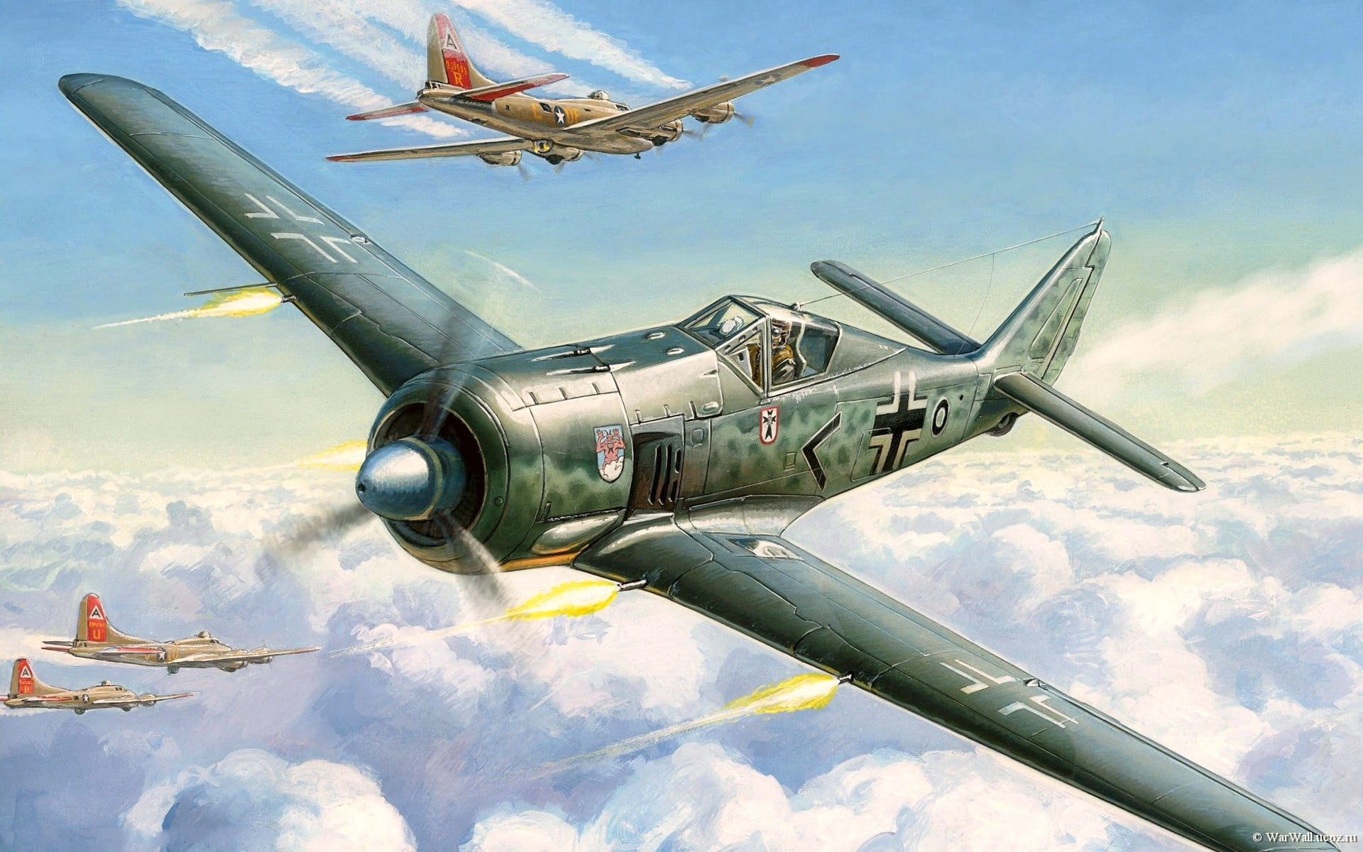 green battle plane wallpaper, war, art, painting, aviation, concept art