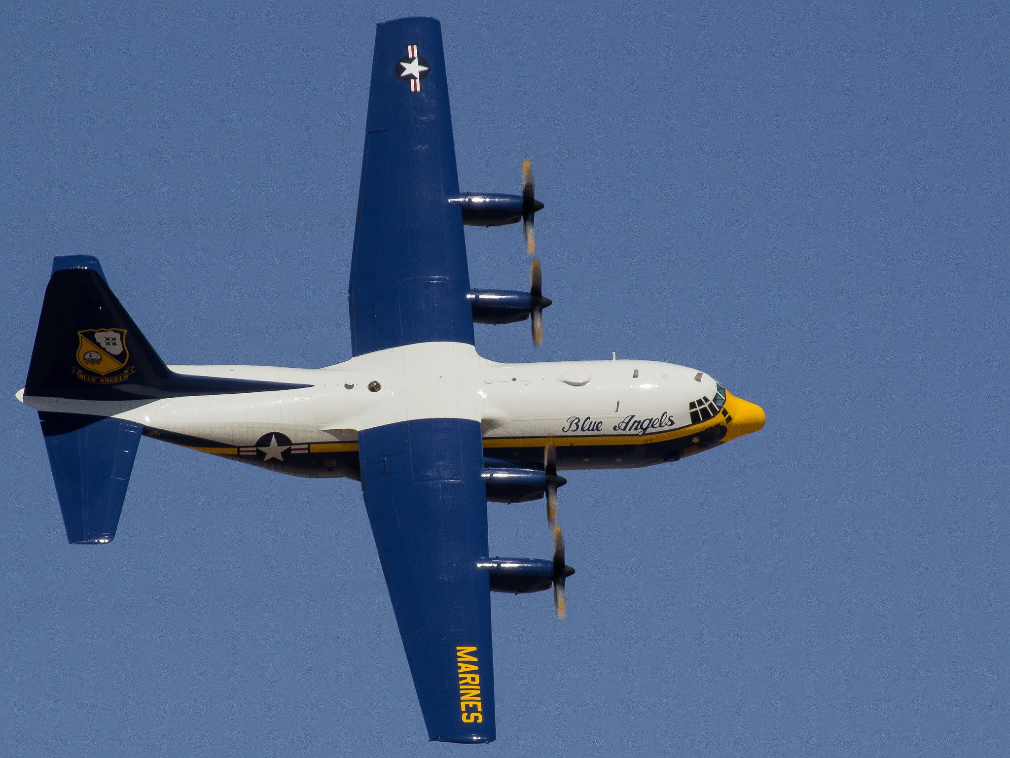 Lockheed C-130T Hercules, white and blue airplane, Aircrafts / Planes
