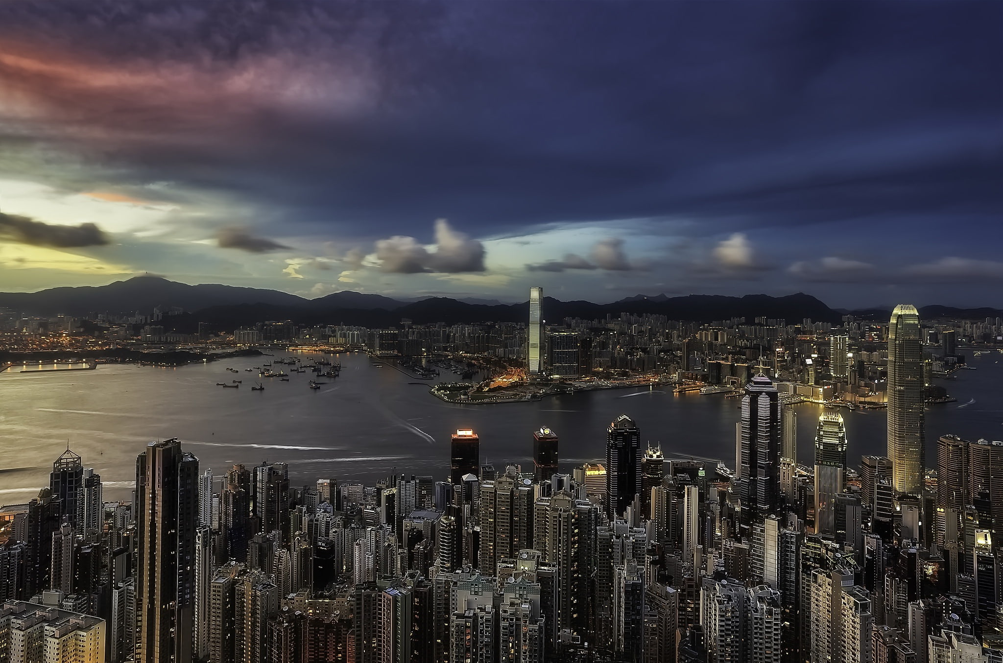 sunset, Hong Kong, Causeway Bay