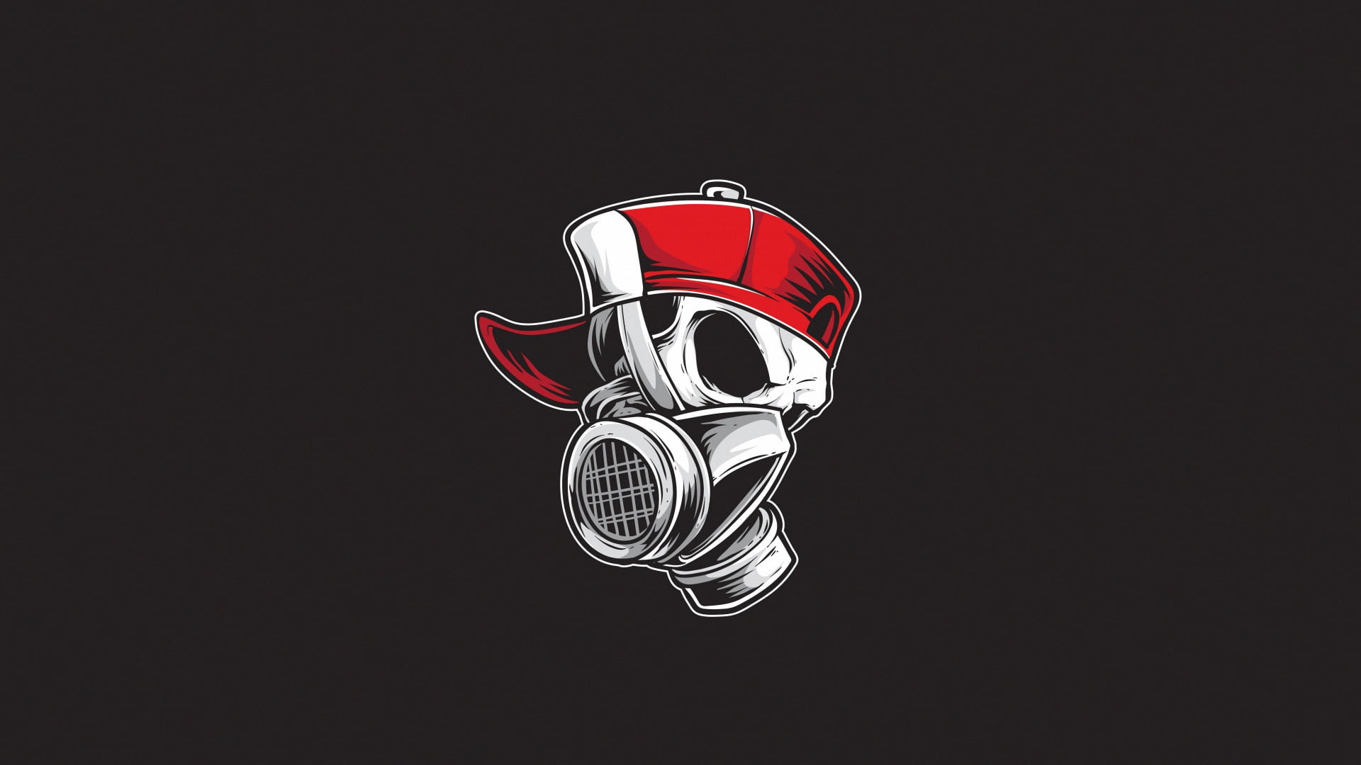 skull, gas masks, artwork, minimalism, simple background