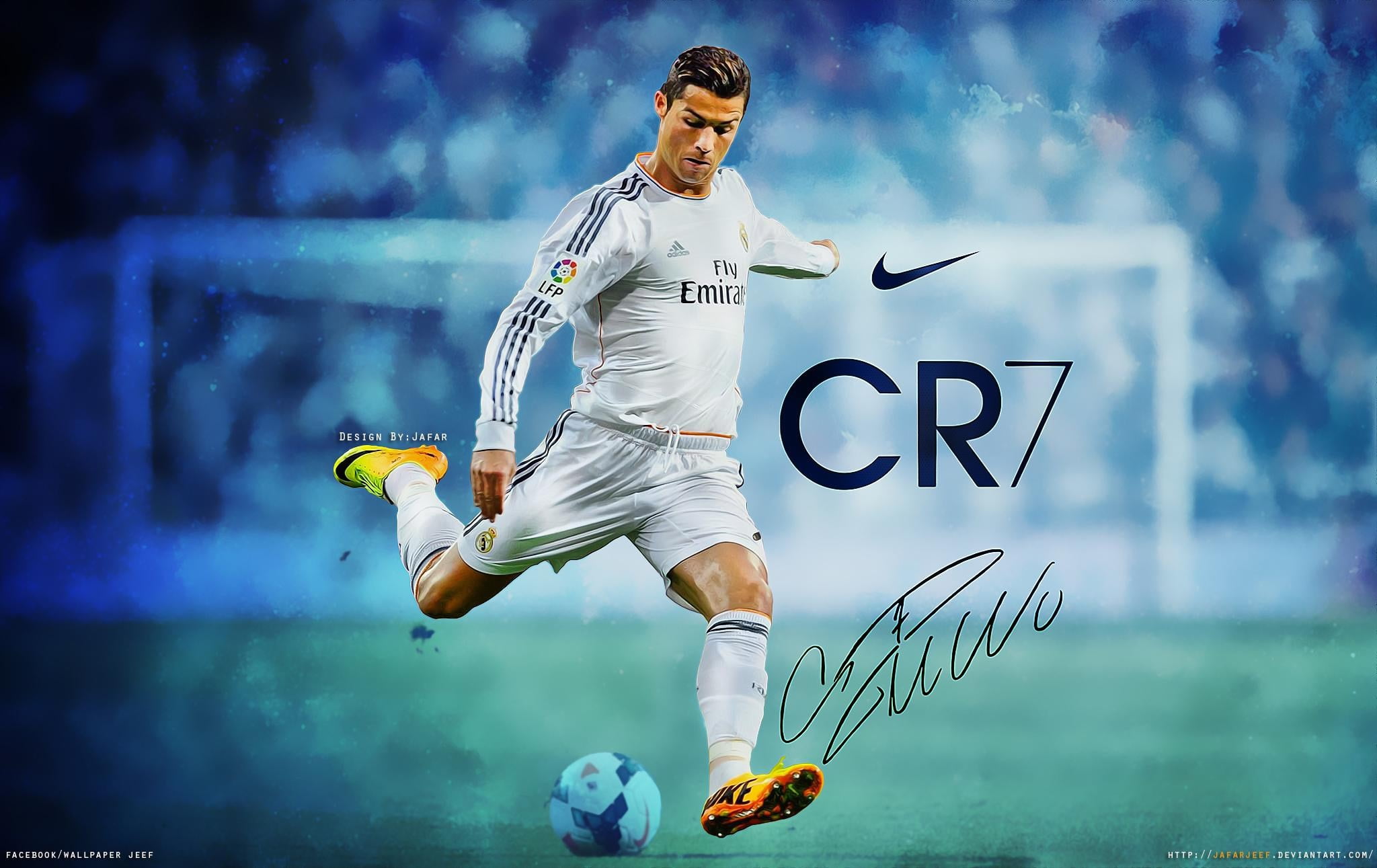 signed soccer player card, Cristiano Ronaldo, Nike, sport, playing