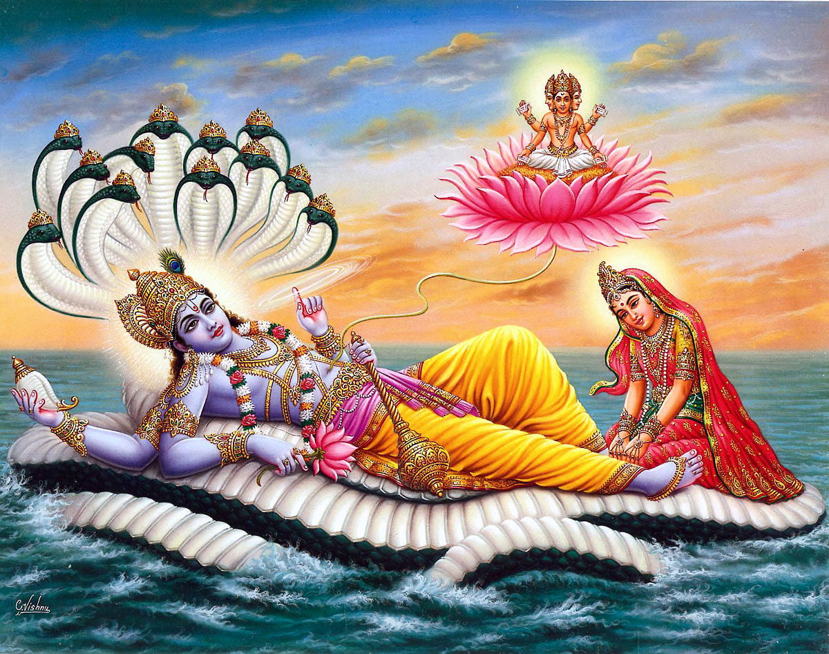 Lord Vishnu, Shiva illustration, God, hindu, art and craft, water
