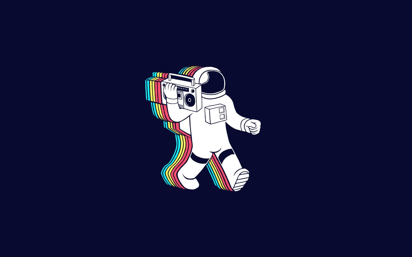 astronaut, boombox, minimalism