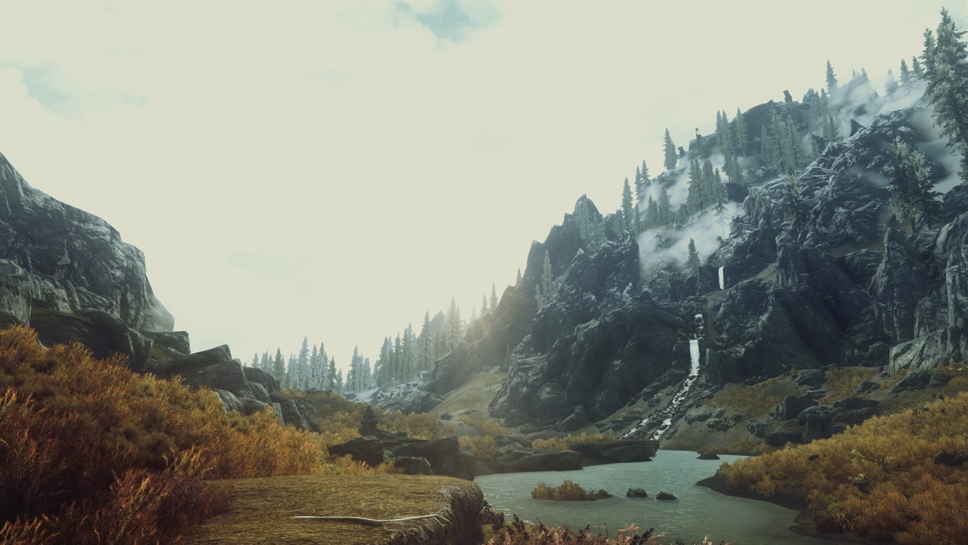 gray mountain, The Elder Scrolls V: Skyrim, mountains, tundra