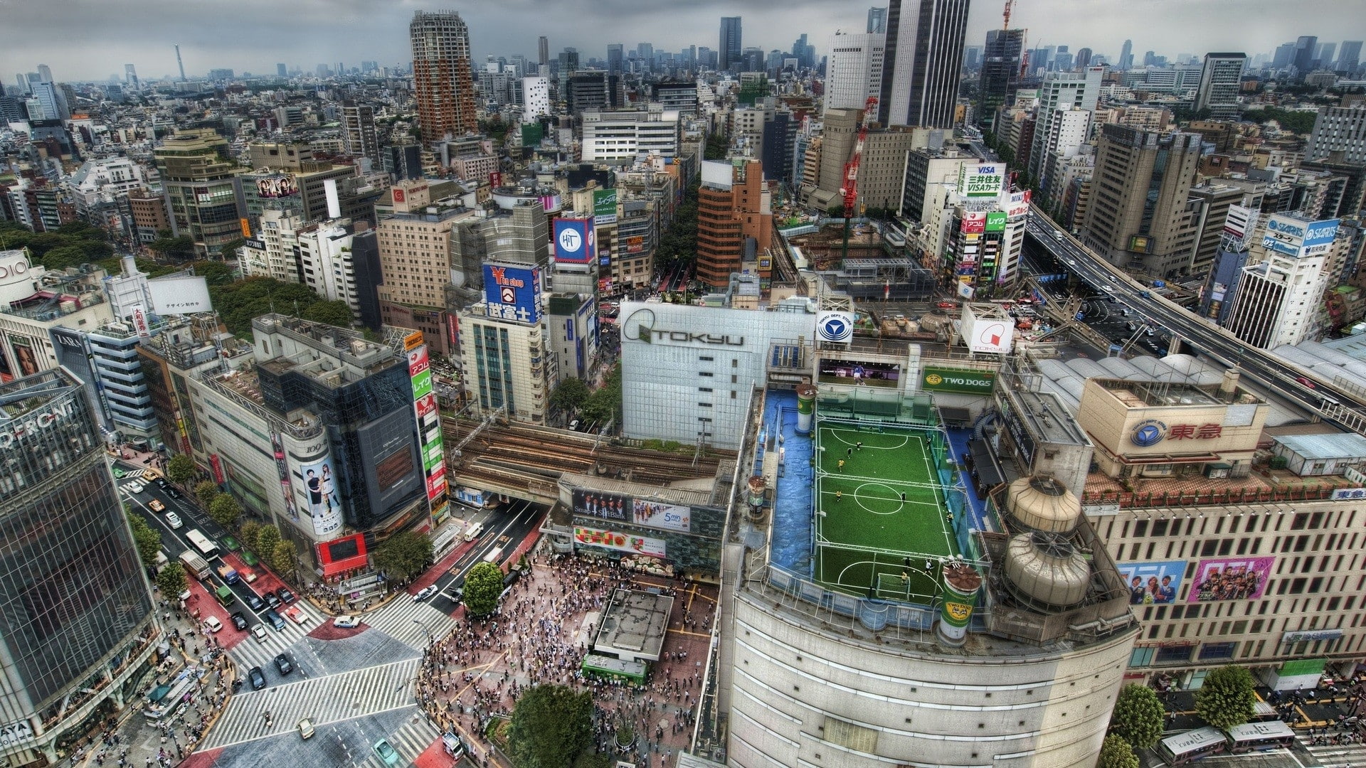 landscapes tokyo cityscapes cars buildings roads hdr photography skyscapes football field shibuya Sports Football HD Art