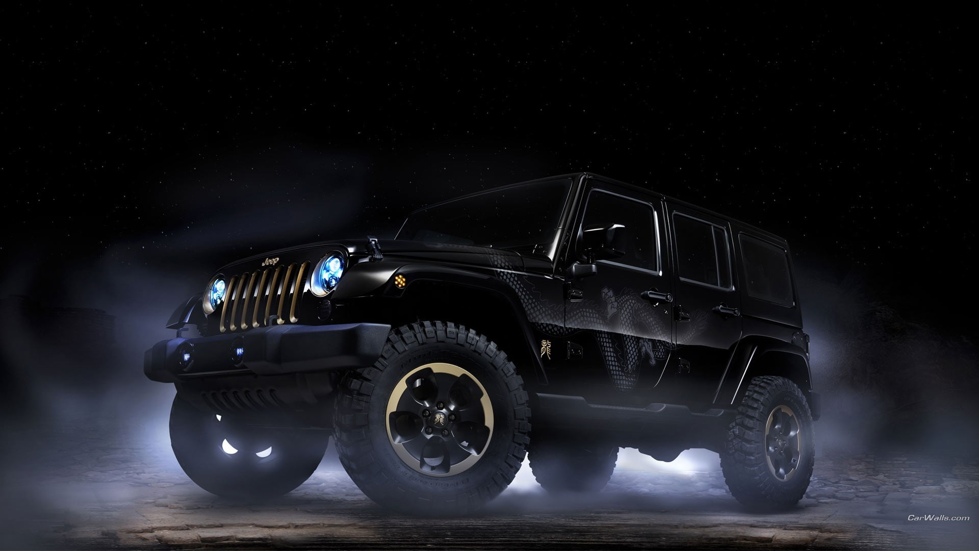 black Jeep Wrangler, car, vehicle, night, mode of transportation