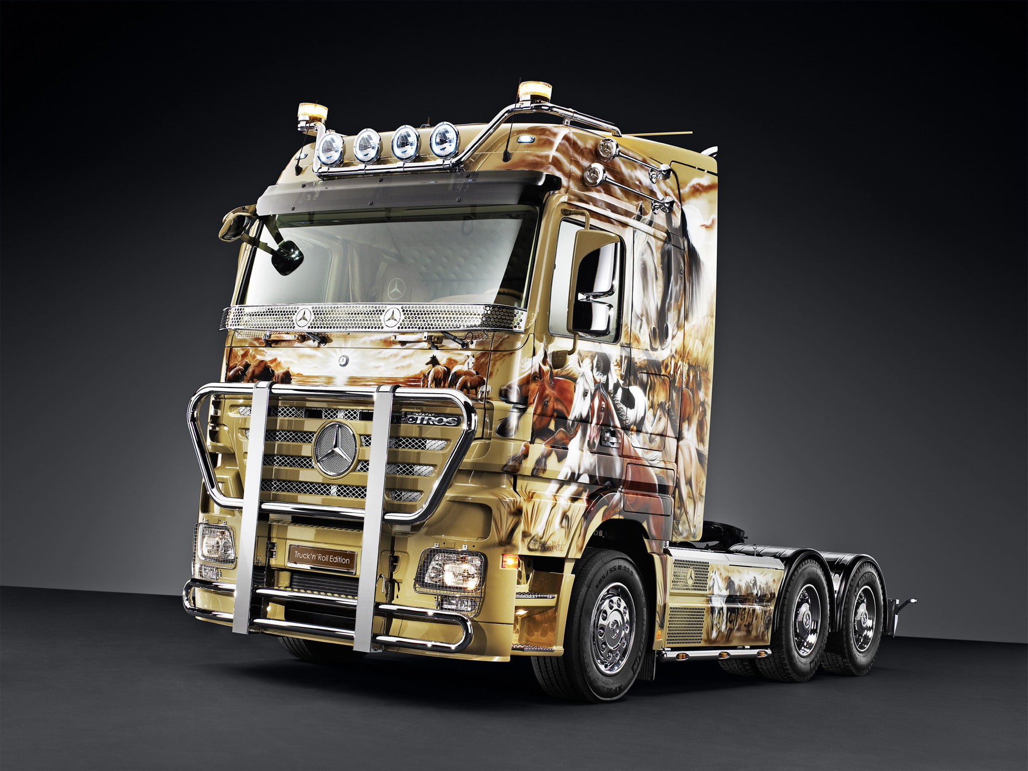 beige and brown Mercedes-Benz tractor unit, truck, 2660  ls, aktros