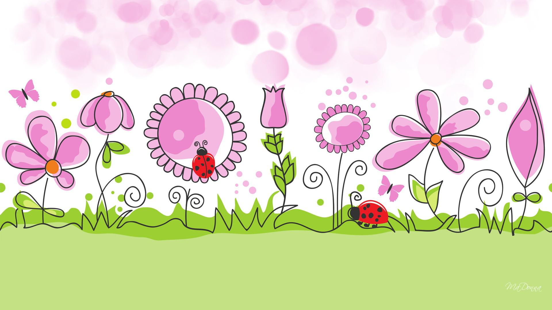 Flower Garden Spring Vector Free Desktop Background