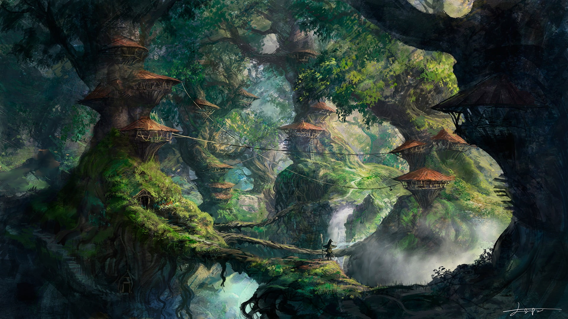 anime, fantasy art, landscape, trees, artwork, beauty in nature