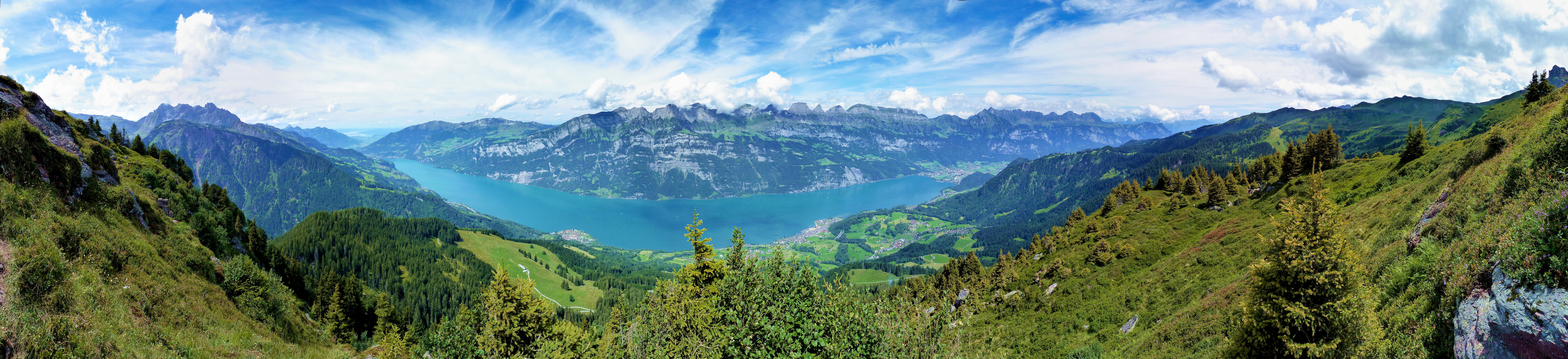 mountains, Switzerland, multi monitors, ultra HD, Runner mountain