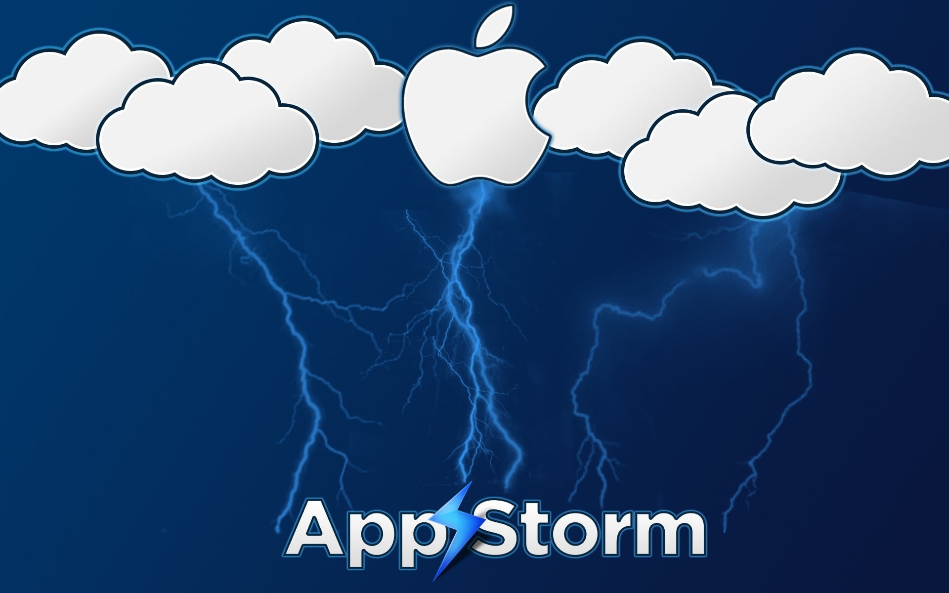App storm, Apple, Mac, Blue, White, Clouds, Lightning, cloud - sky