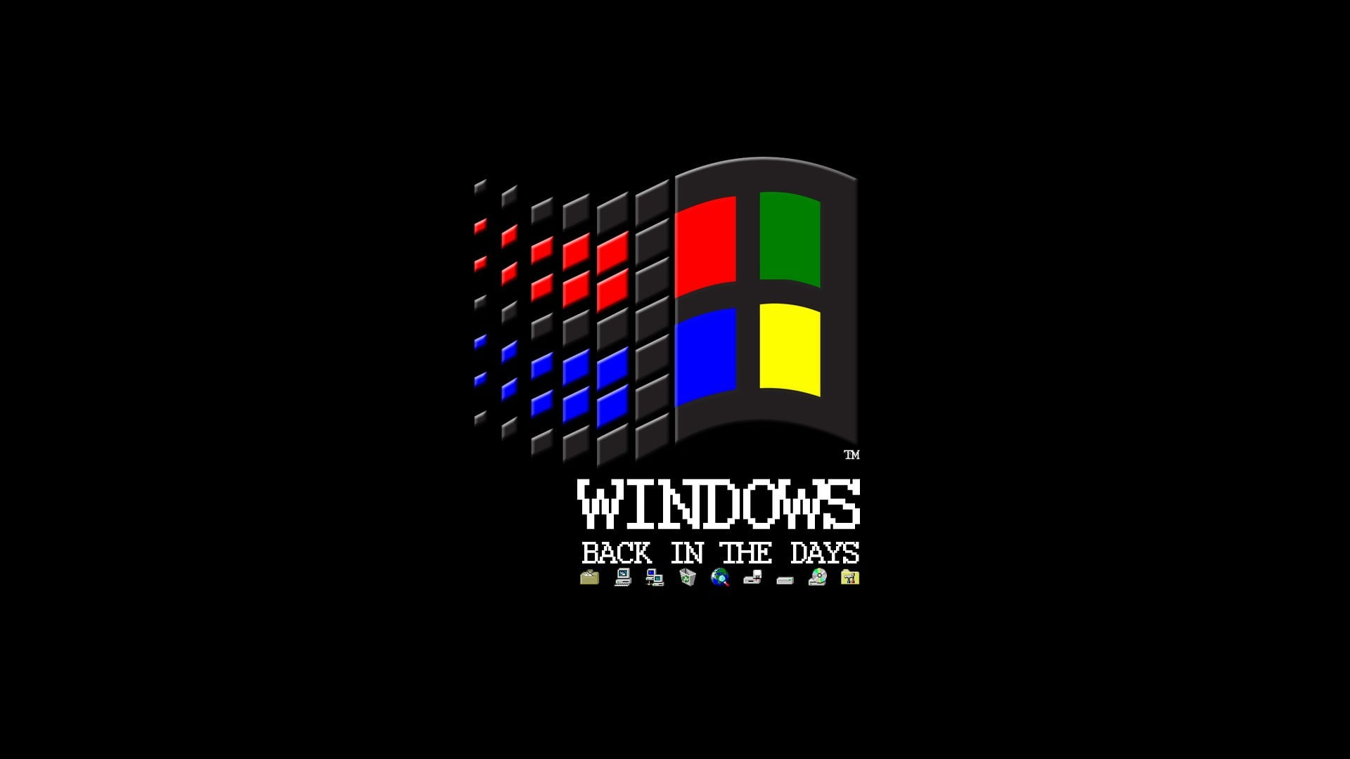 Windows logo, Microsoft Windows, vintage, black background, floppy disk