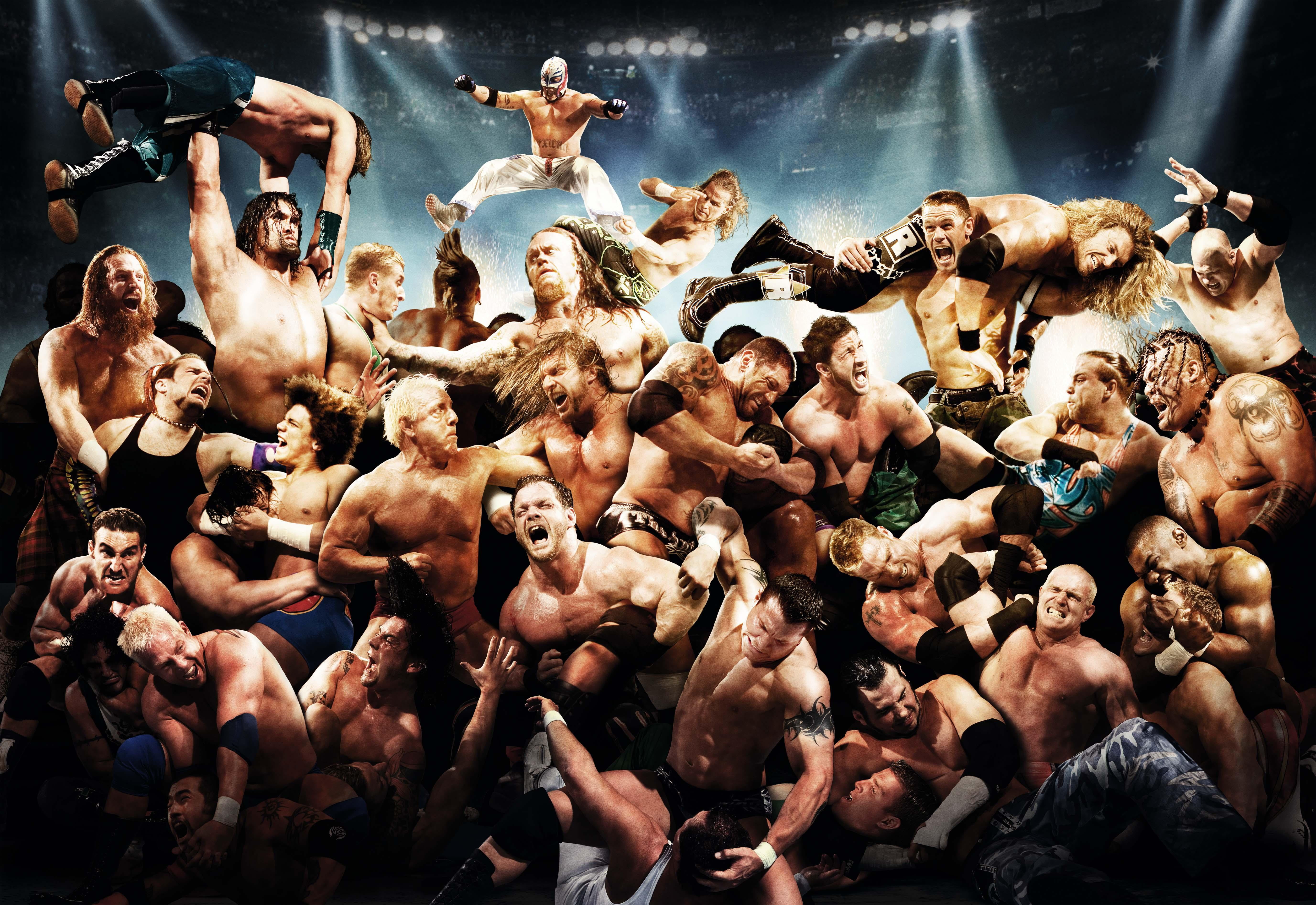 WWE wrestler characters poster, Matt Hardy, Rey Mysterio, Umaga