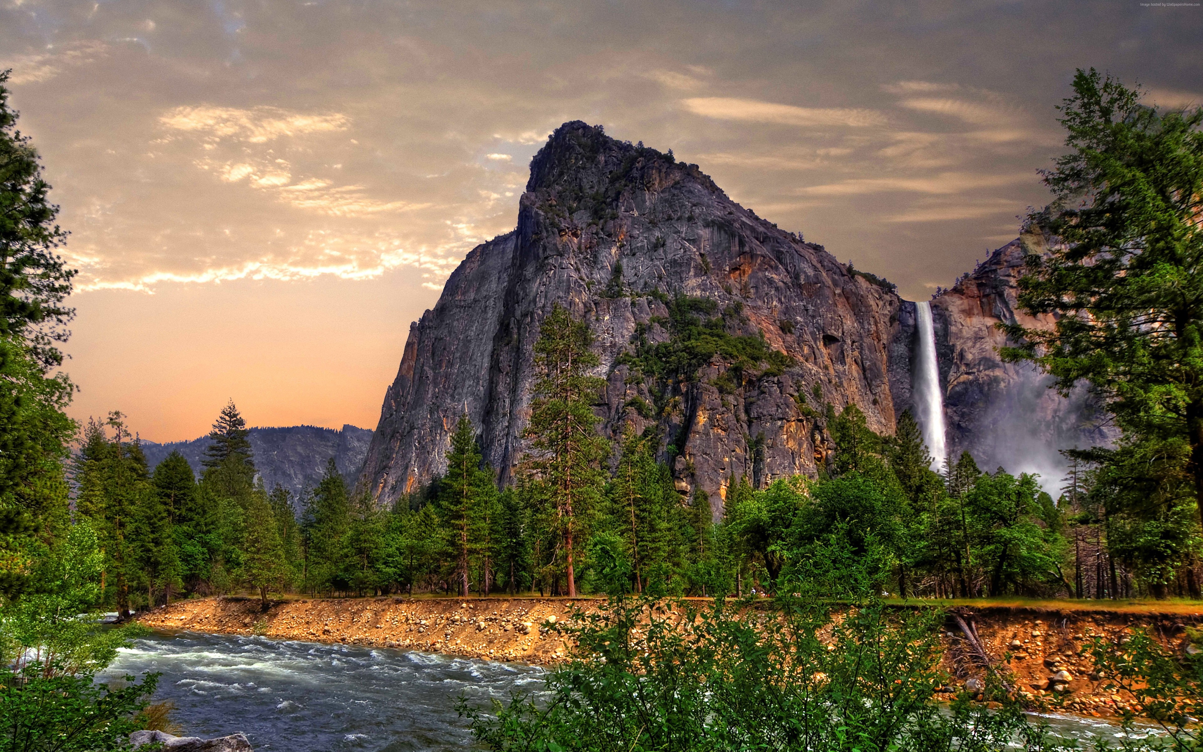 Yosemite Jungle Waterfall Rivers iMac Retina 4K Ul.., tree, beauty in nature