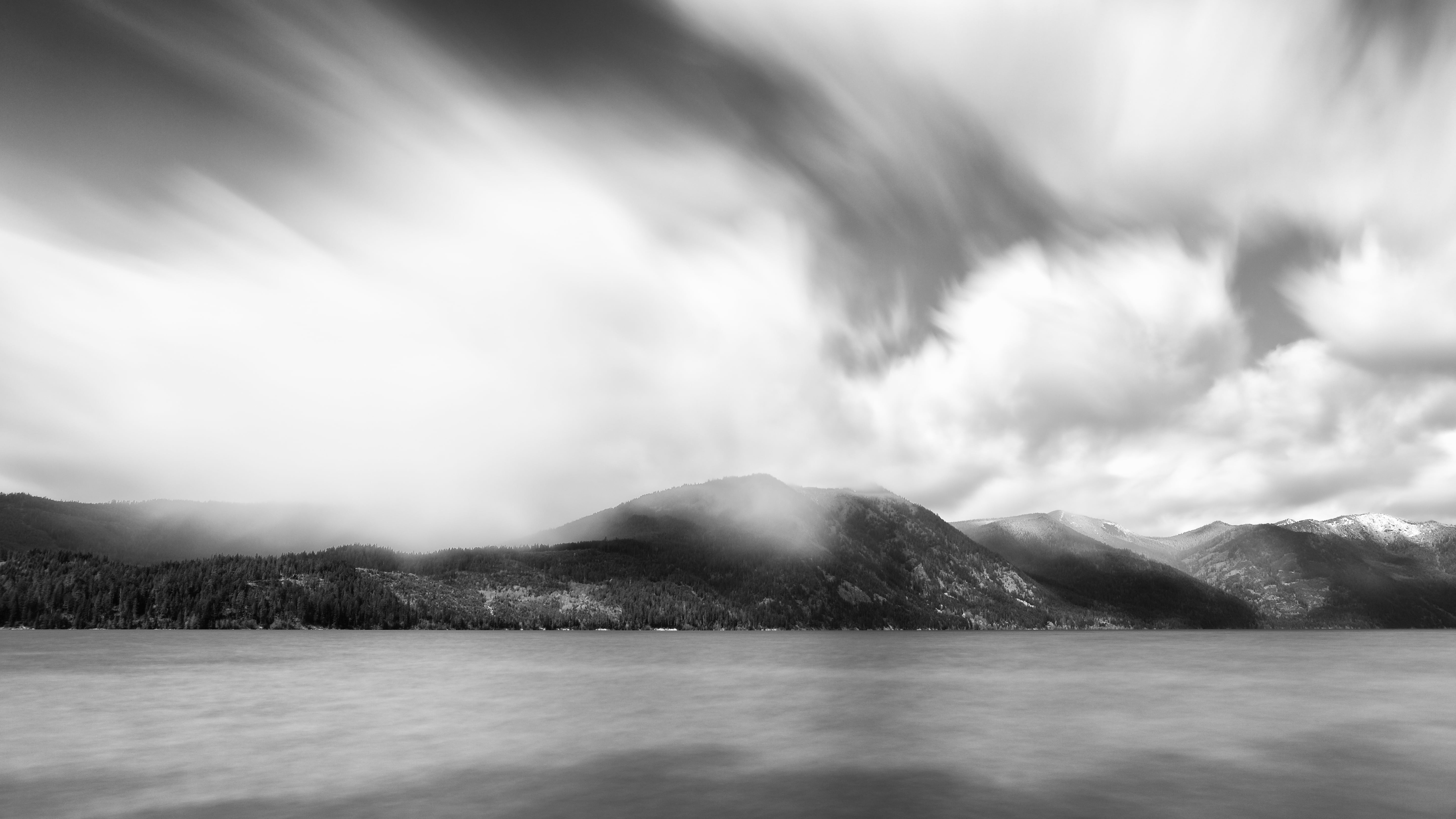 rock formation under clouds, Cle Elum Lake, nature, long exposure