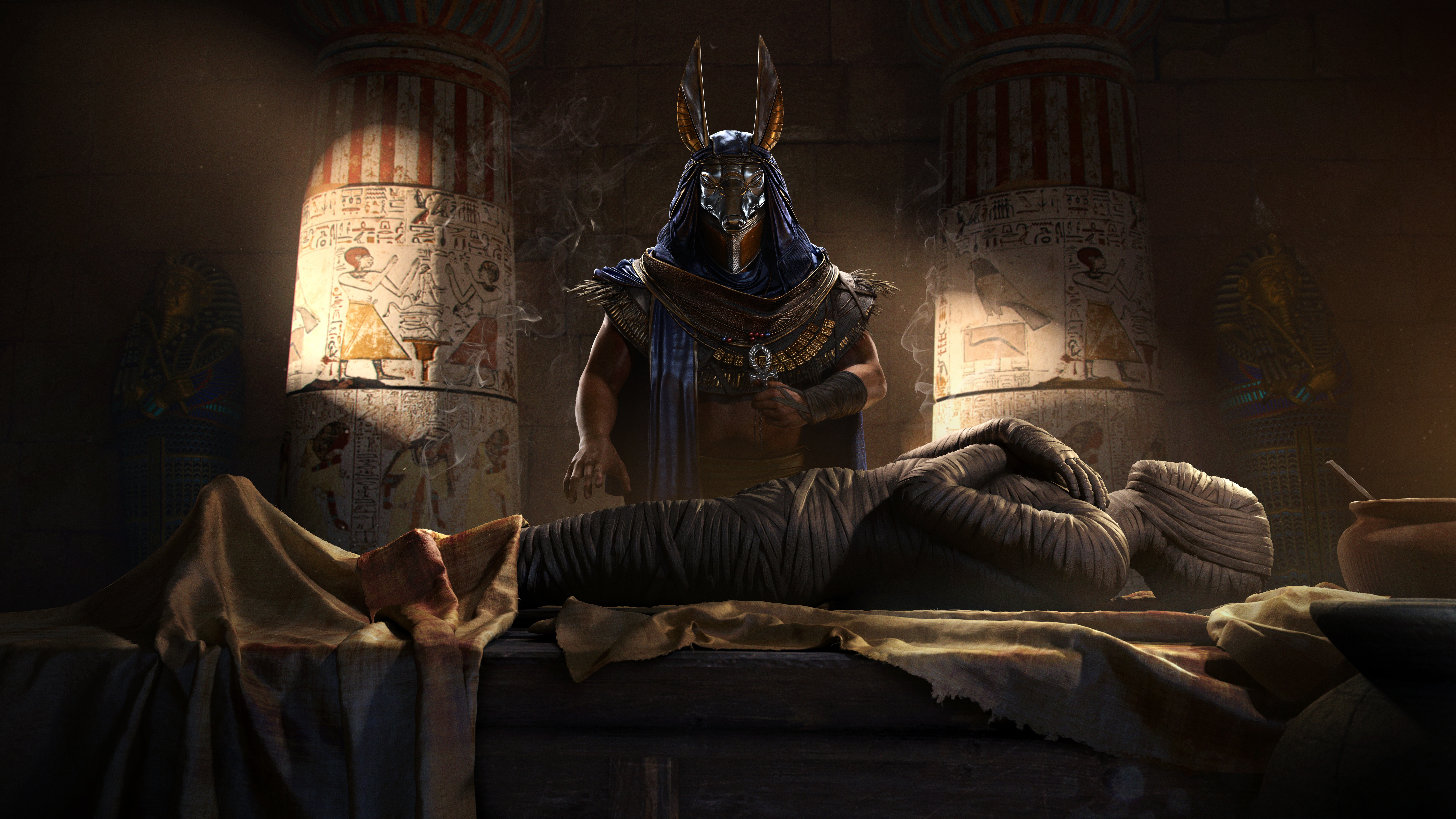 mummy and Anubis wallpaper, Egypt, Ubisoft, Game, Assassin's Creed: Origins