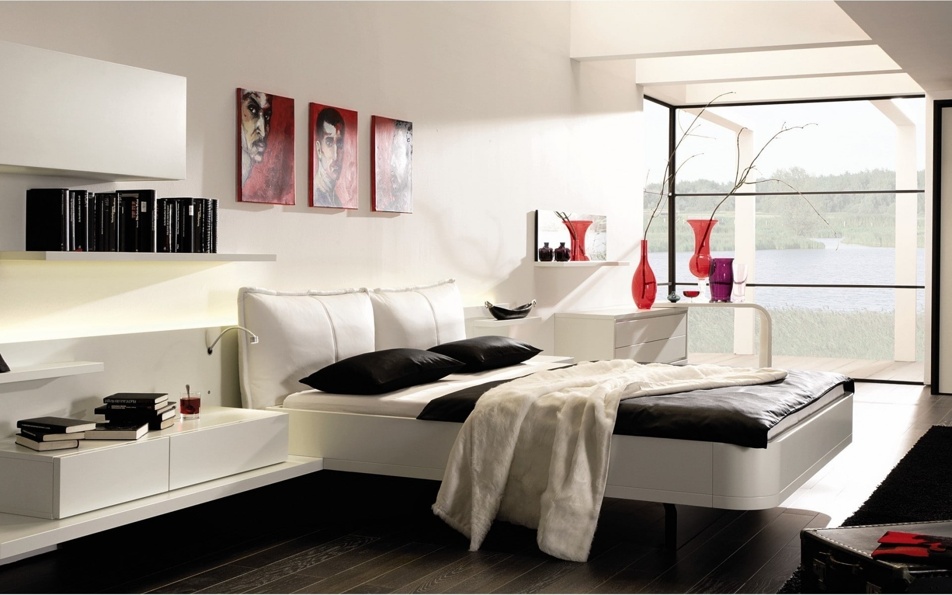 Black and White Bedroom, furniture, room design, interior design