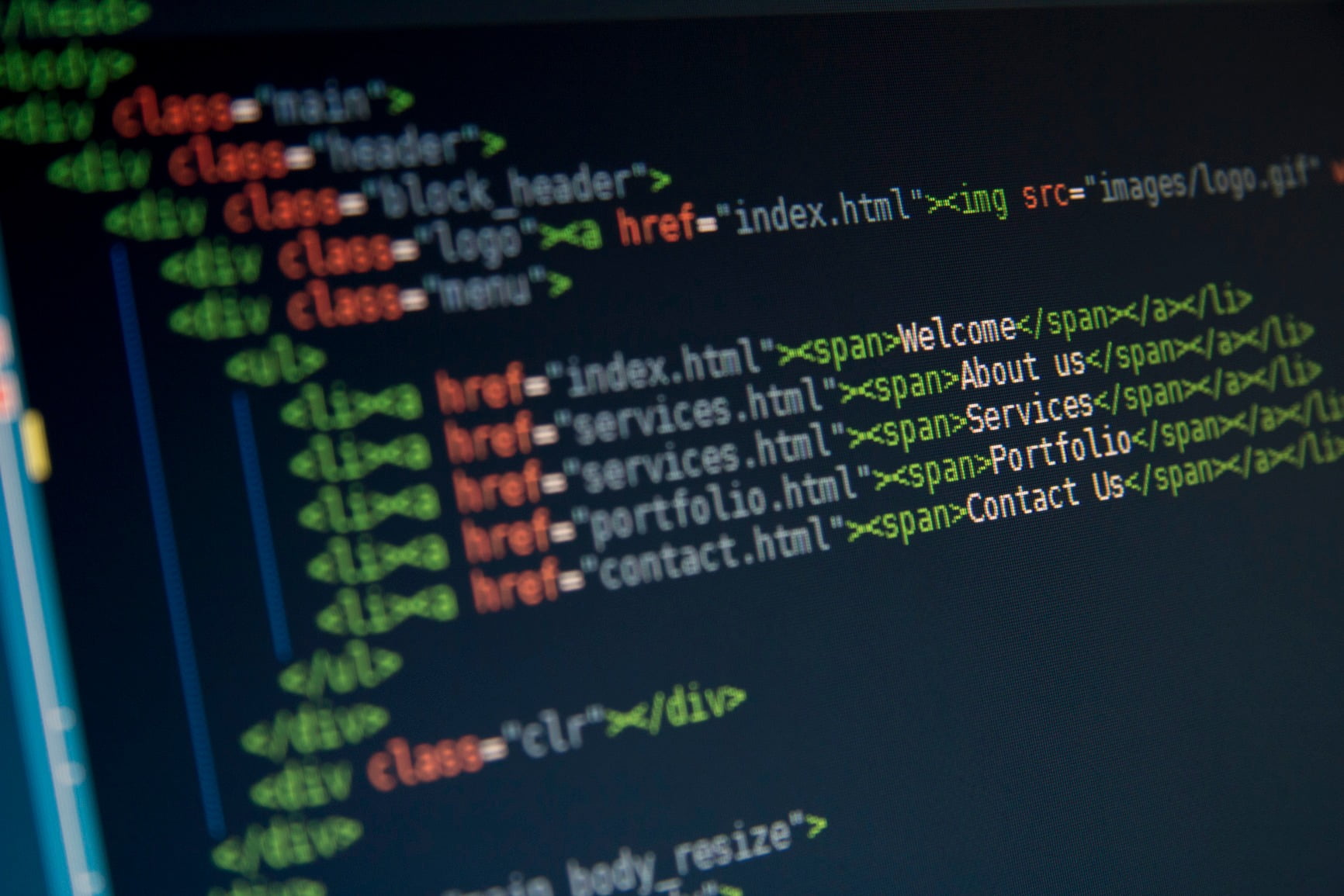 computer programming language screengrab, syntax highlighting
