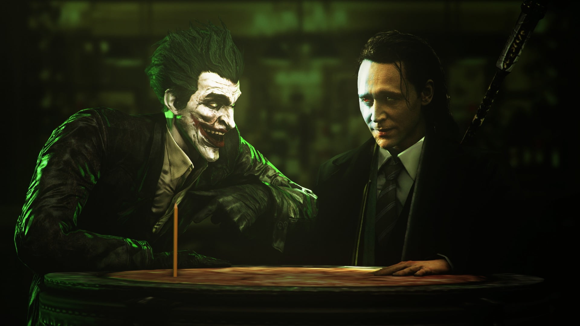 Joker, pencil, trick, Tom Hiddleston, loki, god, men, two people