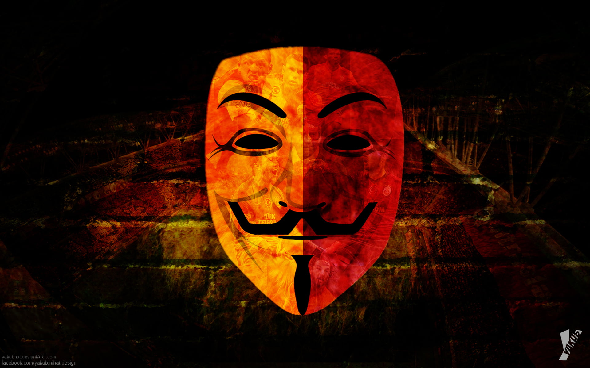 Galatasaray anonymous mask, Guys Fawkes Mask wallpaper, Sports