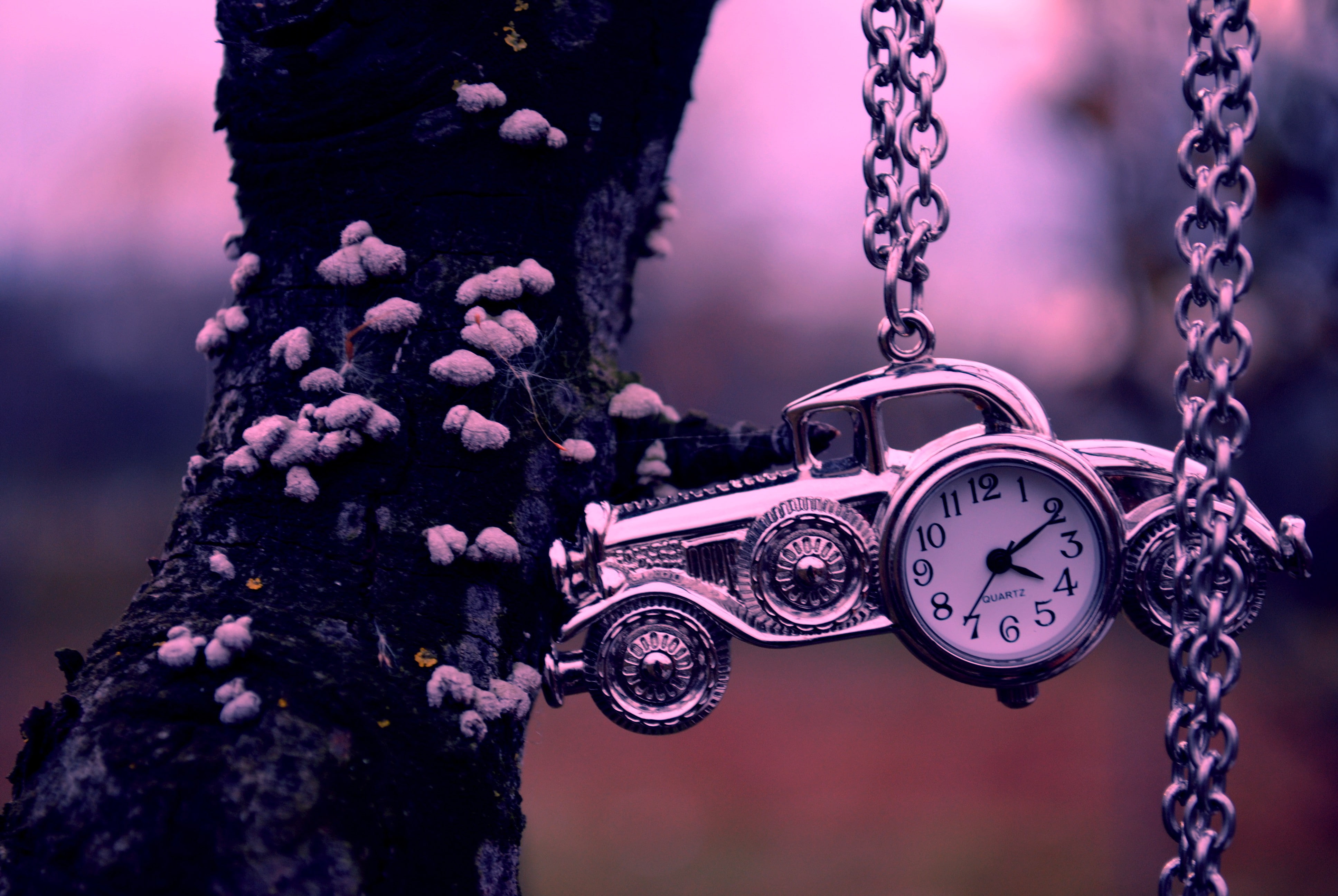 watches, cars, machines, silver coloured classic car pocket watch