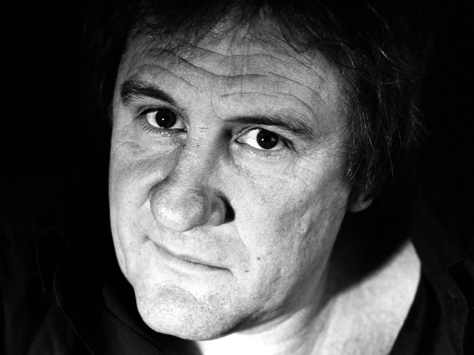 Gerard Depardieu, Face, Close-up Black White