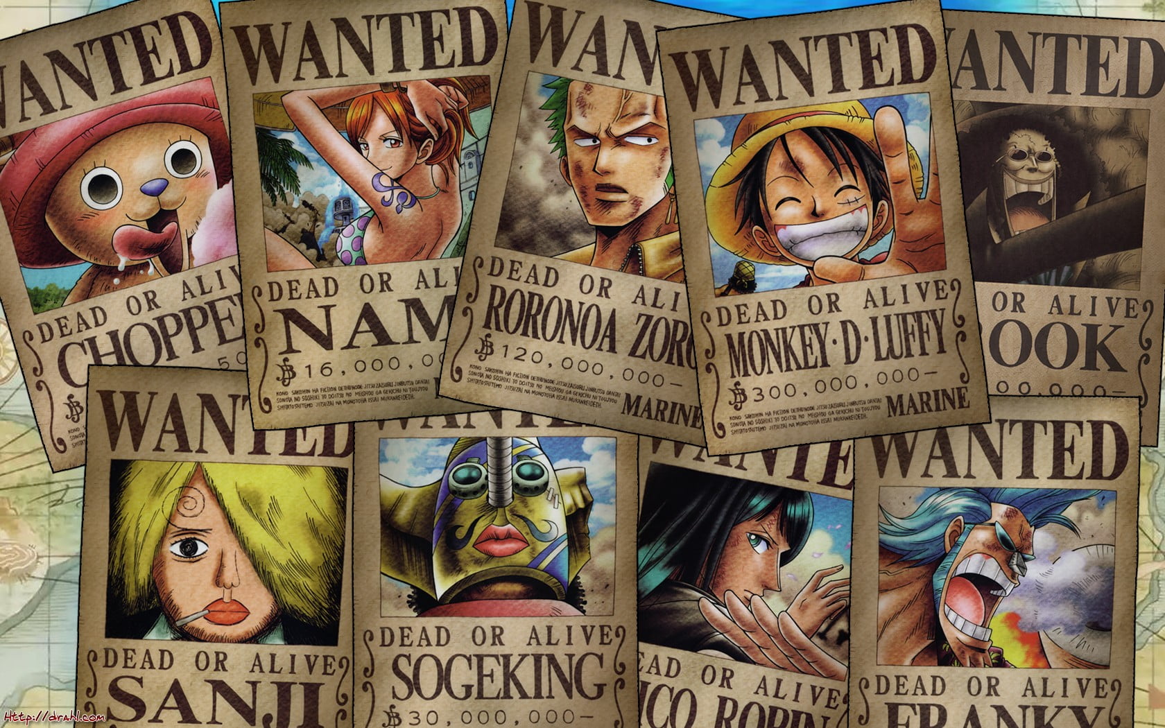 One Piece wanted posters, Tony Tony Chopper, Nami, Roronoa Zoro