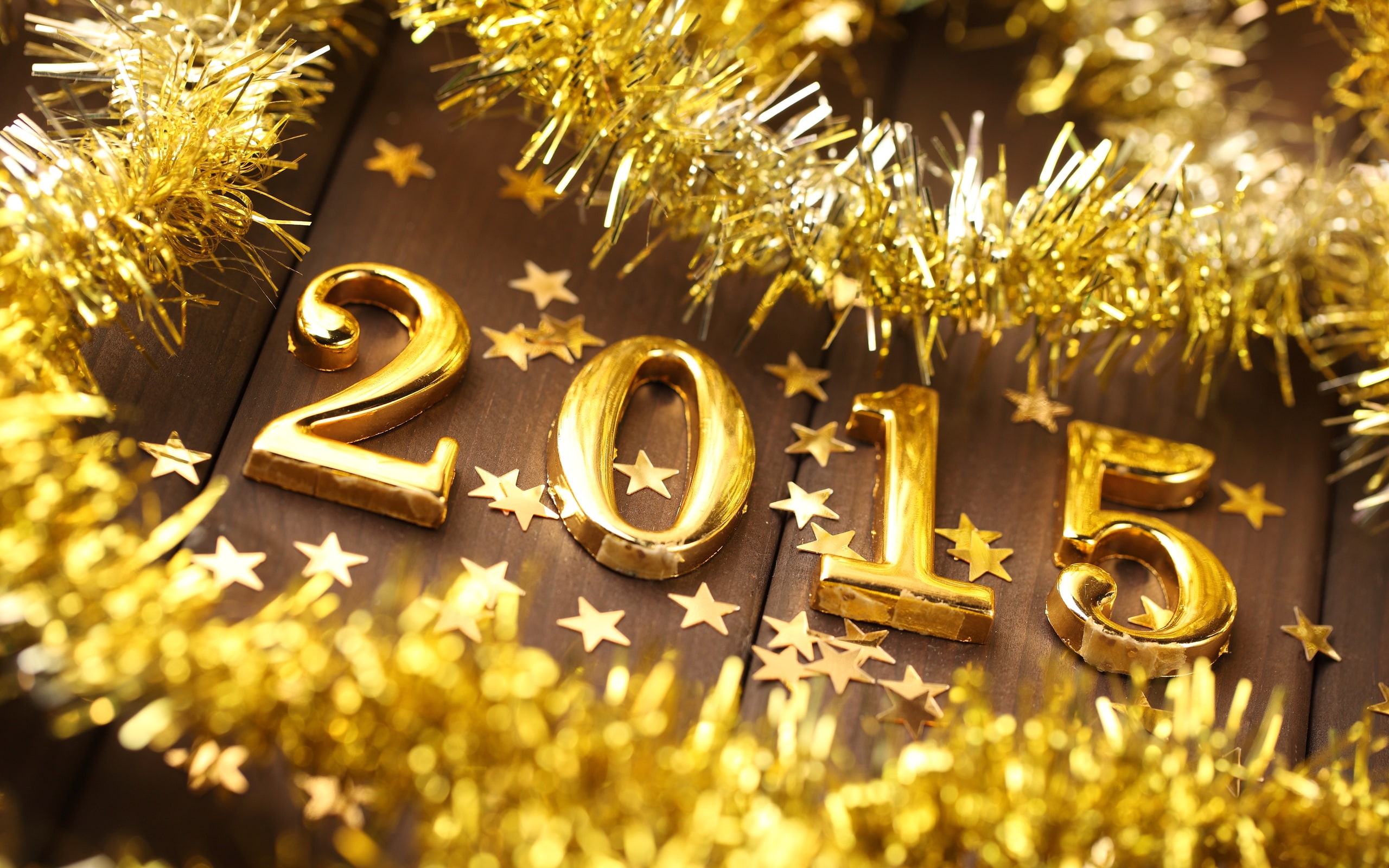 New Year 2015, golden, Christmas, gold-colored 2015 freestanding letter
