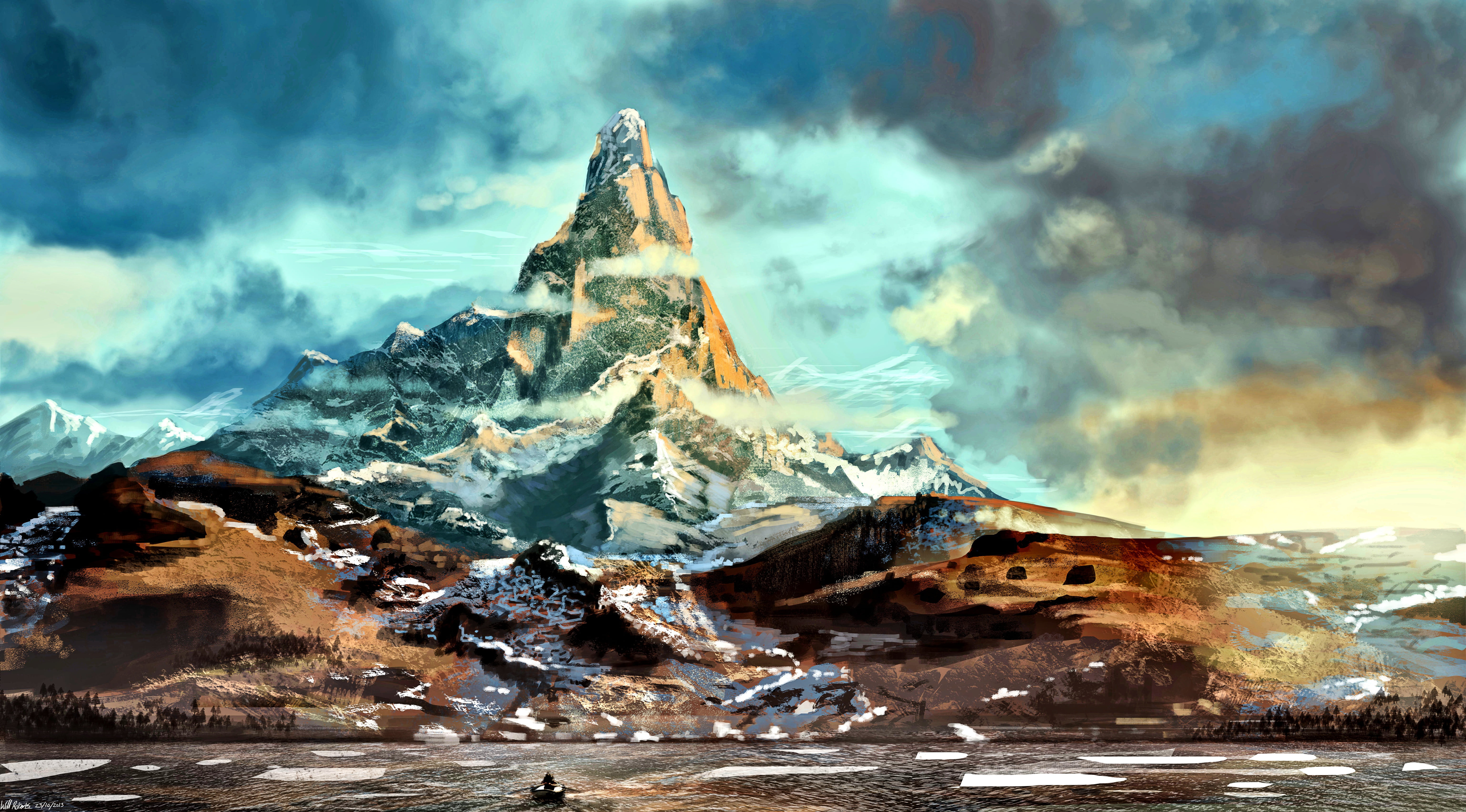art, The Hobbit, Erebor, Middle earth, Lonely Mountain