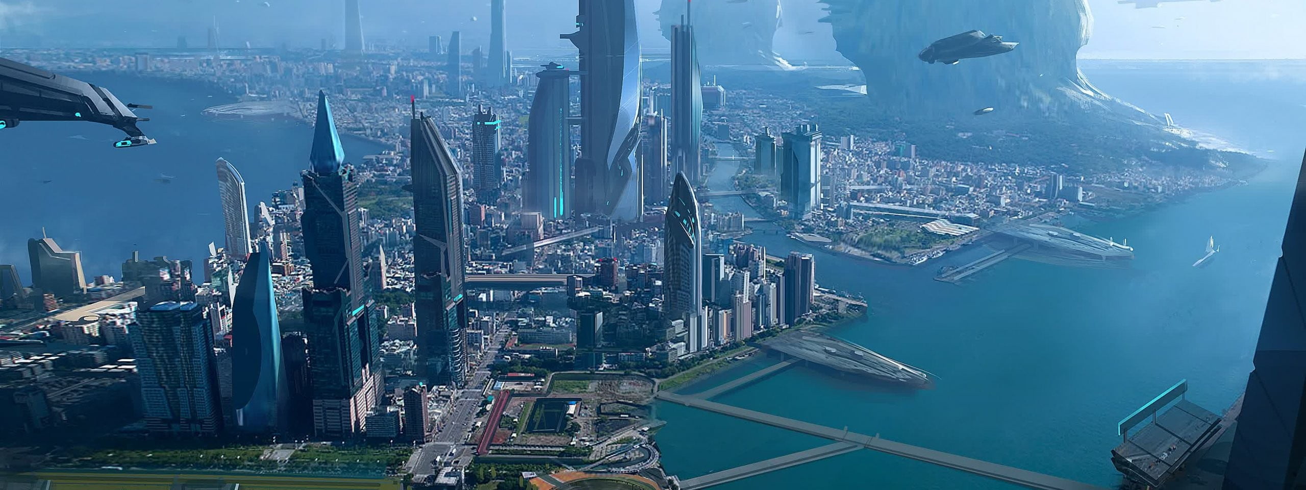 city 3D wallpaper, Star Citizen, science fiction, space, building exterior