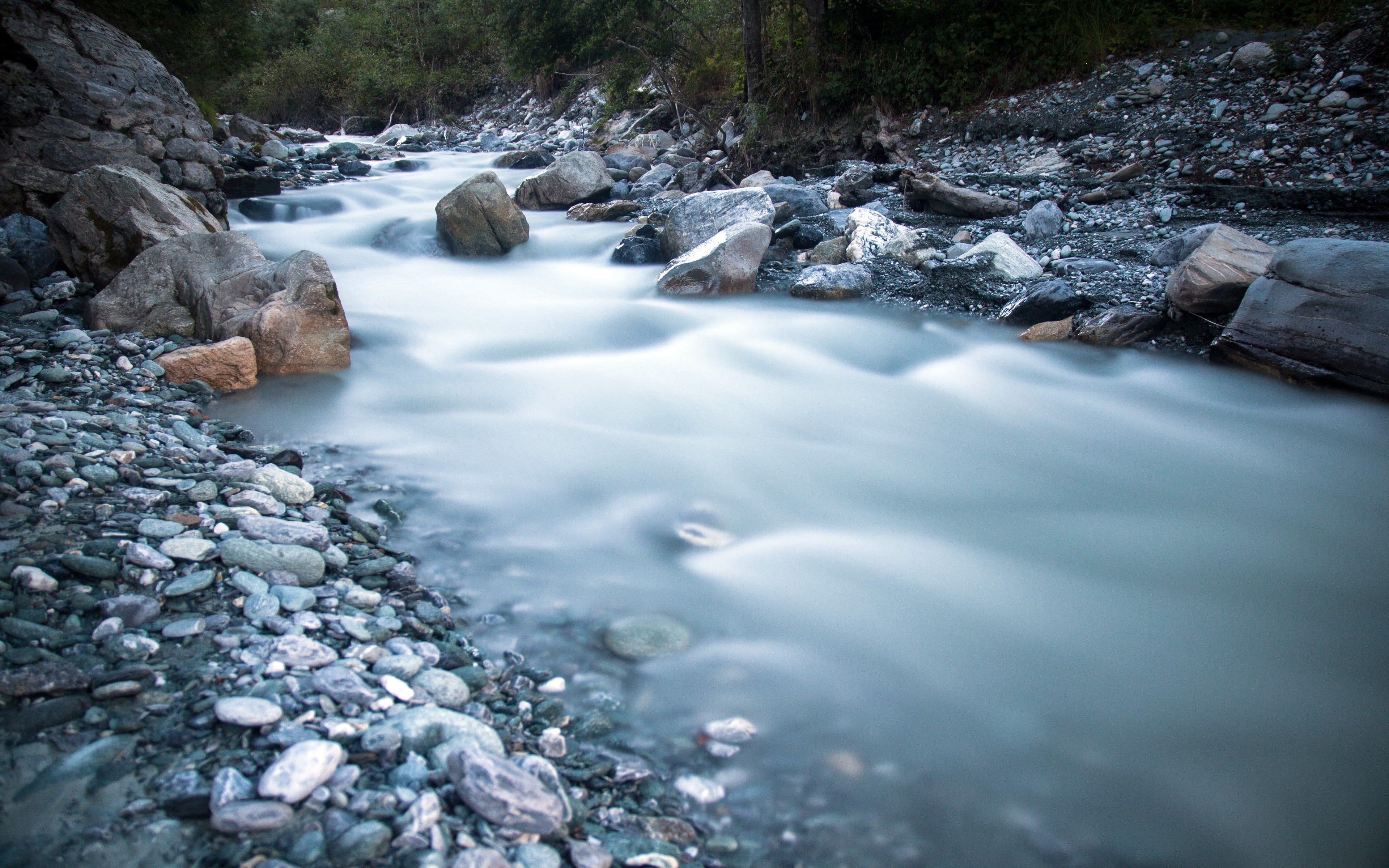 Forest Mountain River Stone Landscape, water, rock, solid, flowing water