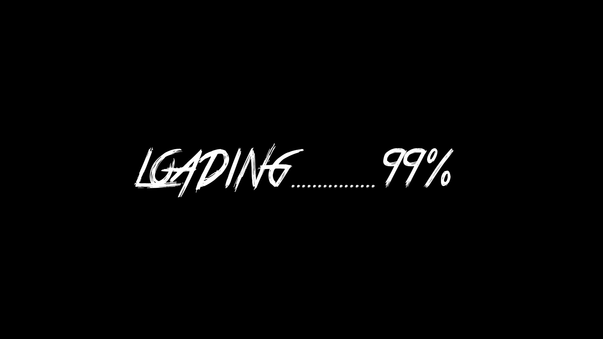 loading, black background, text, western script, copy space
