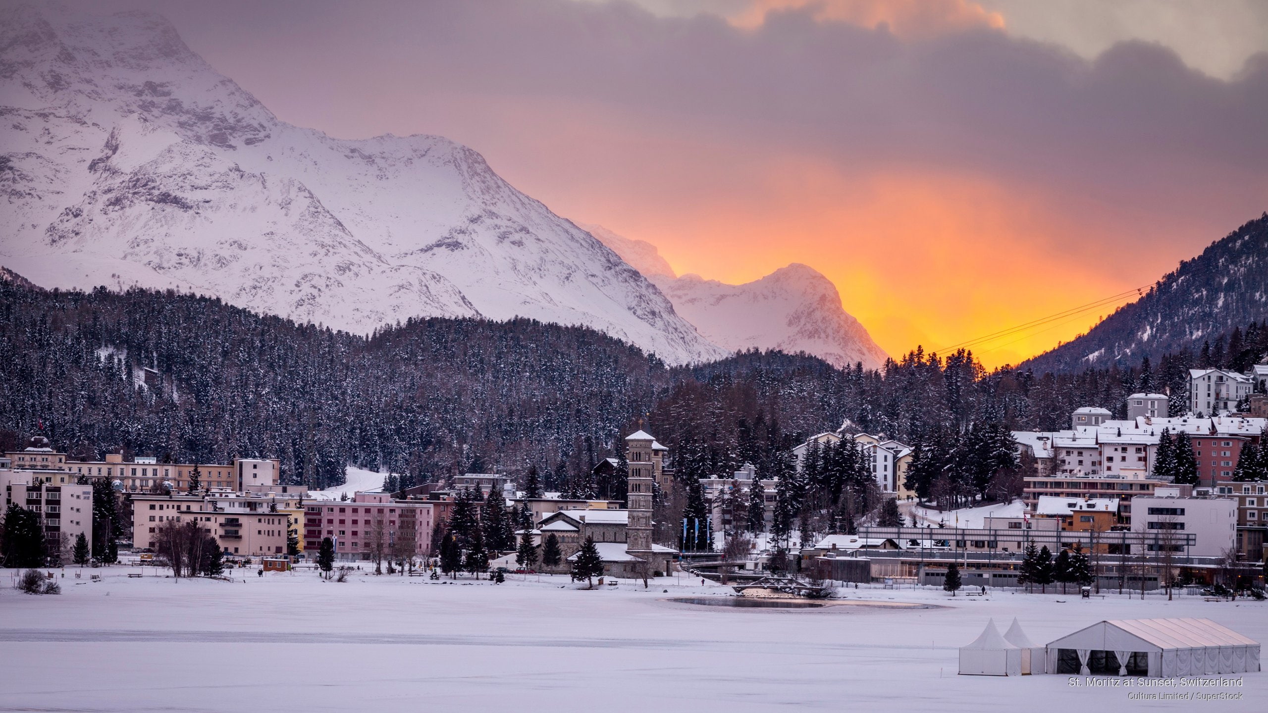 St. Moritz at Sunset, Switzerland, Europe