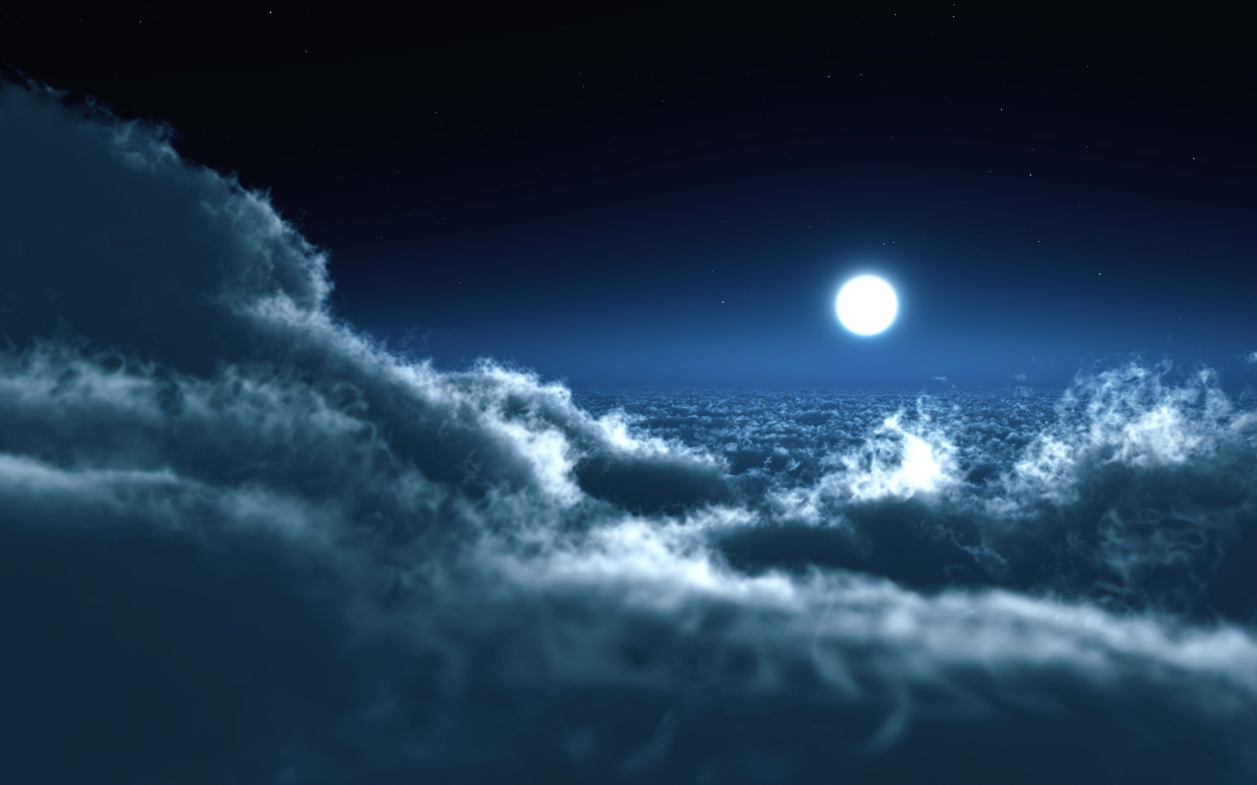 Moon Over Clouds HD, nature, landscape