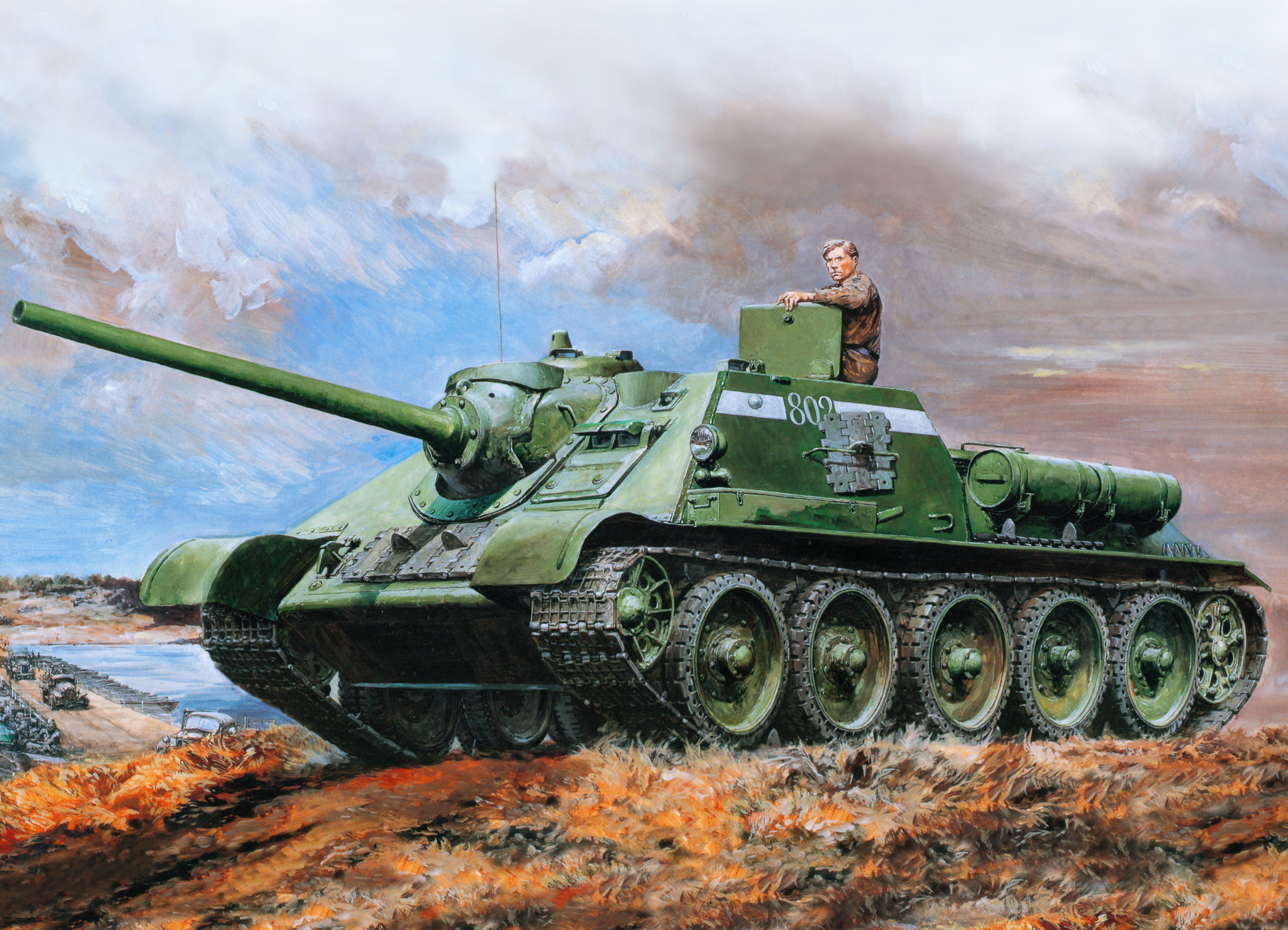 green war tank illustration, figure, USSR, the second world war