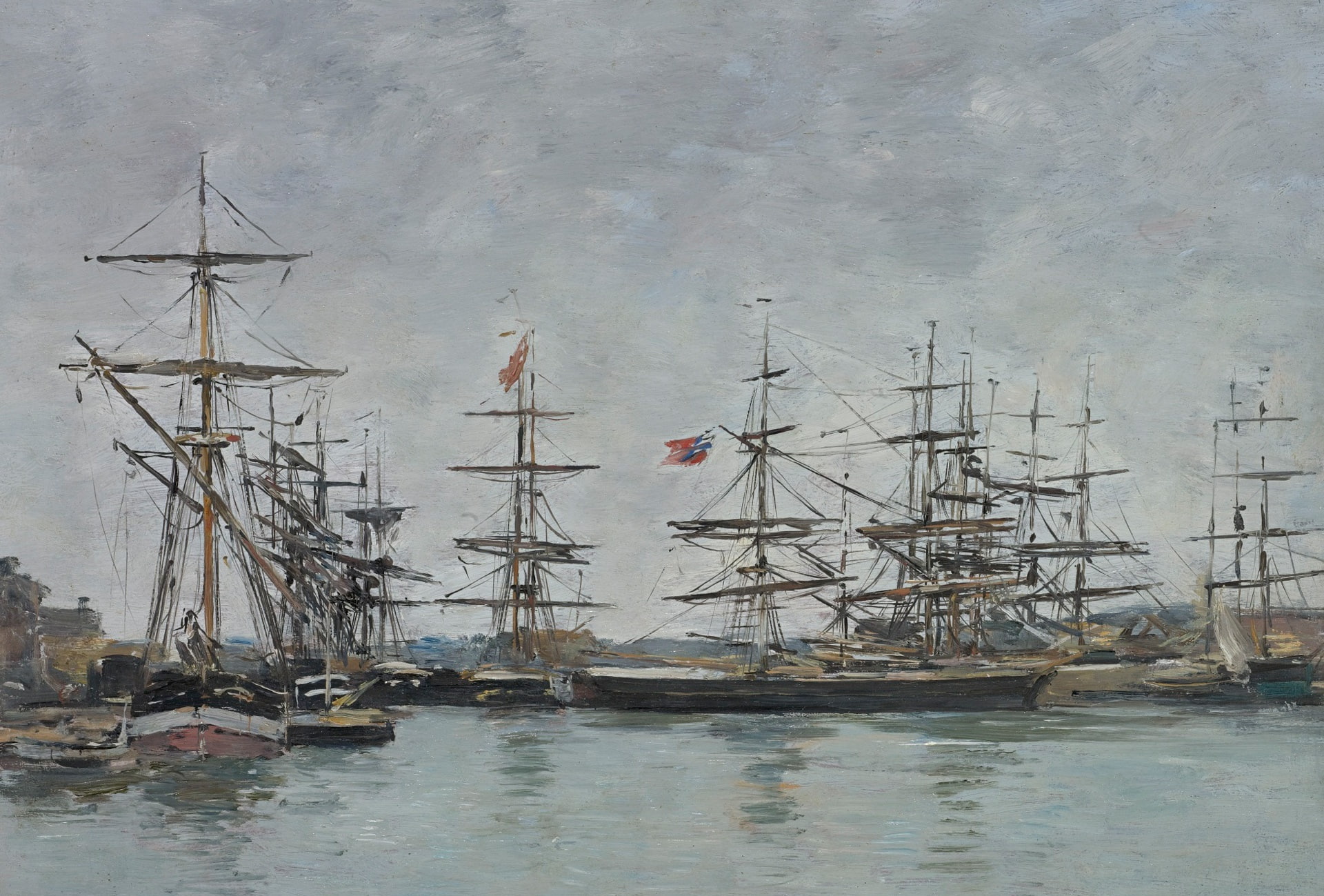 ships, picture, Eugene Boudin, Deauville