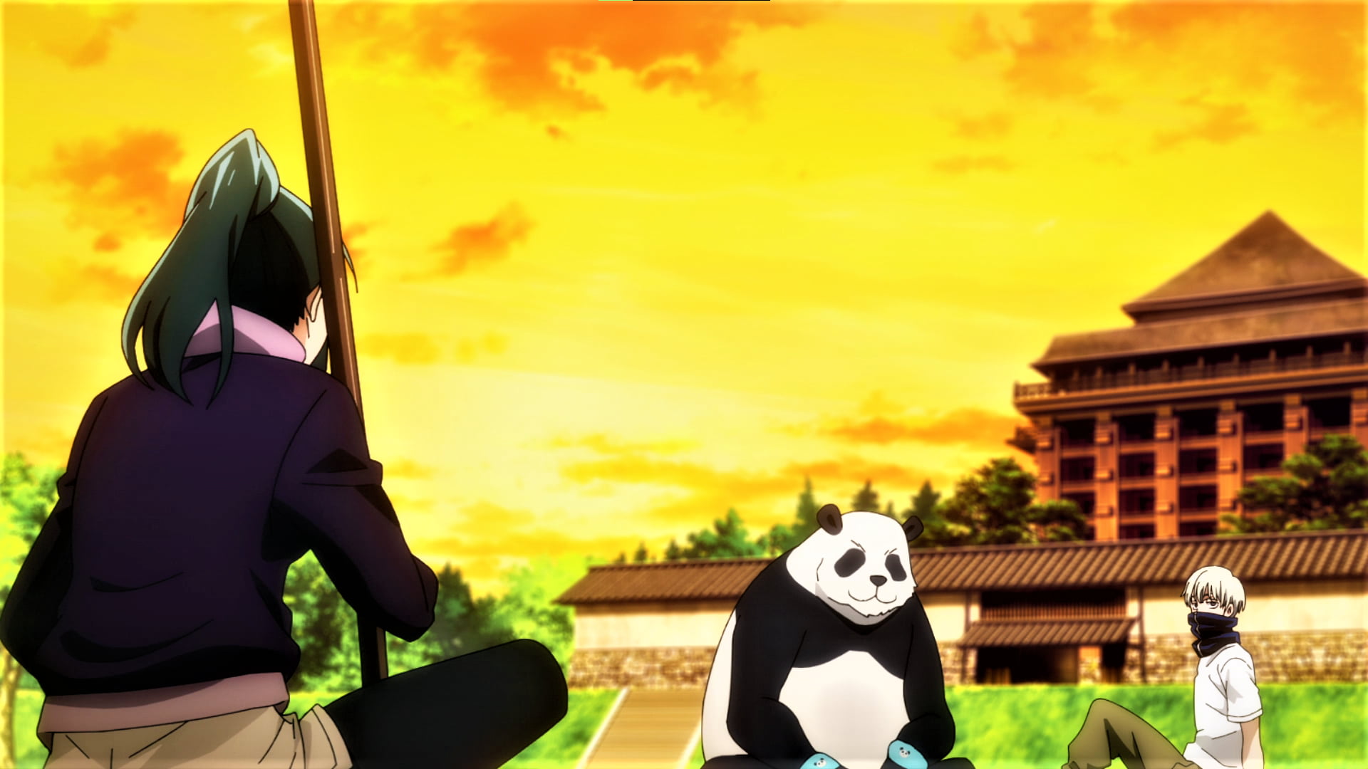Free Download Hd Wallpaper Jujutsu Kaisen Sunset Sky Clouds Maki Zenin Panda Toge 1453