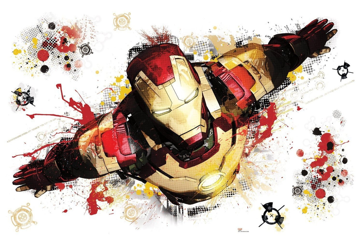 Iron Man illustration, paint splatter, Marvel Comics, artwork