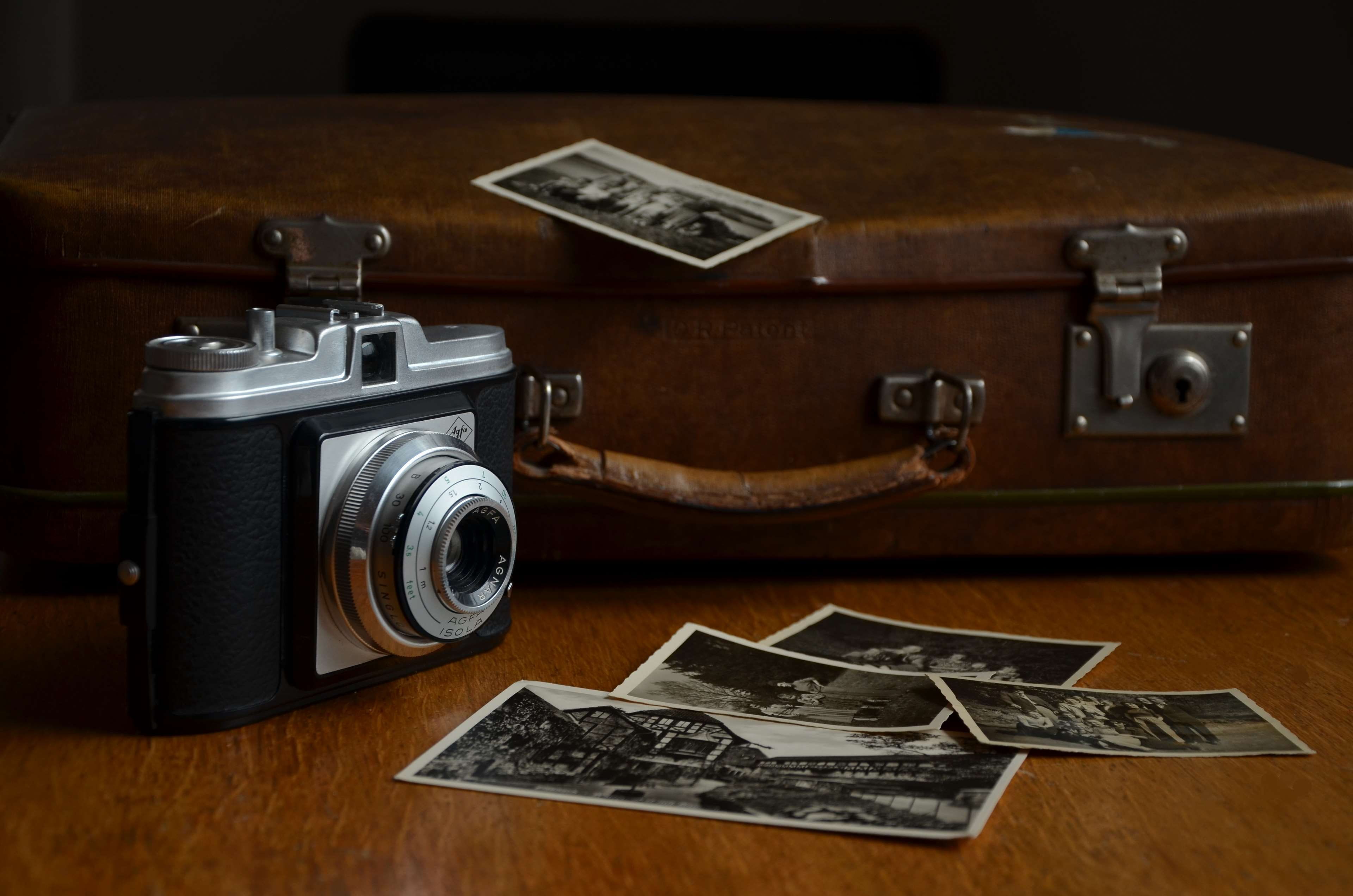 agfa, antiquarian, camera, film, images, luggage, memories